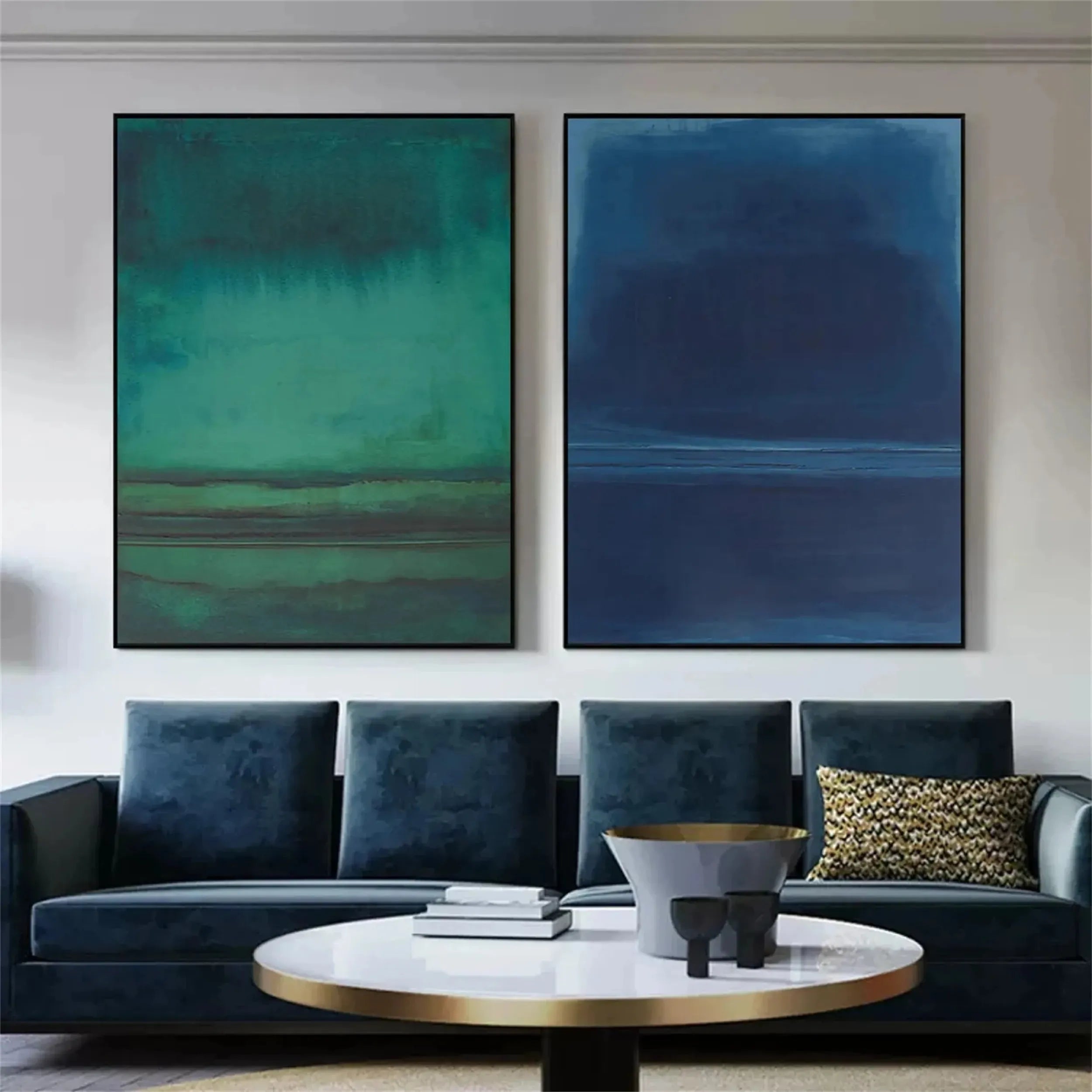 Blue & Green Abstract Set of 2 #BG053