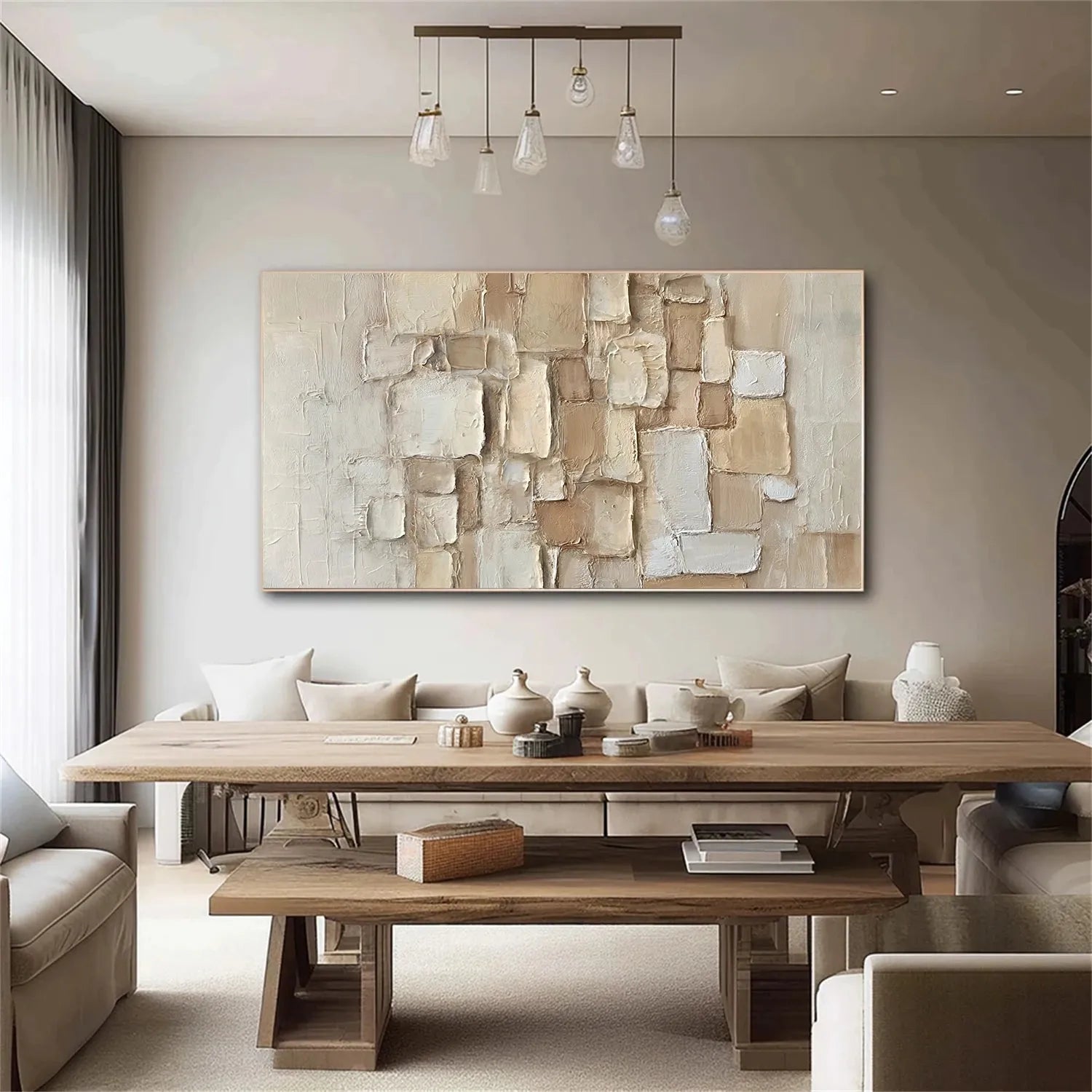 Beige Abstract Textured Wall Art #AB 575