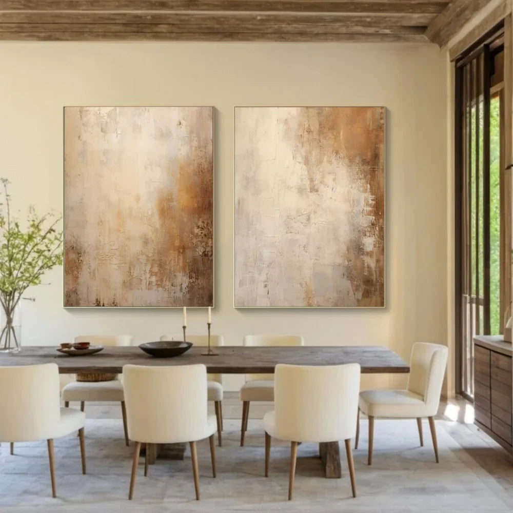 Beige & Brown Abstract Set of 2 #BB163