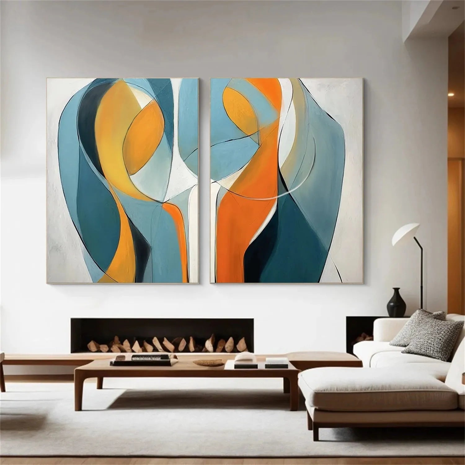 Contemporary Abstract Minimalist Set of 2 Wall Art #CW037