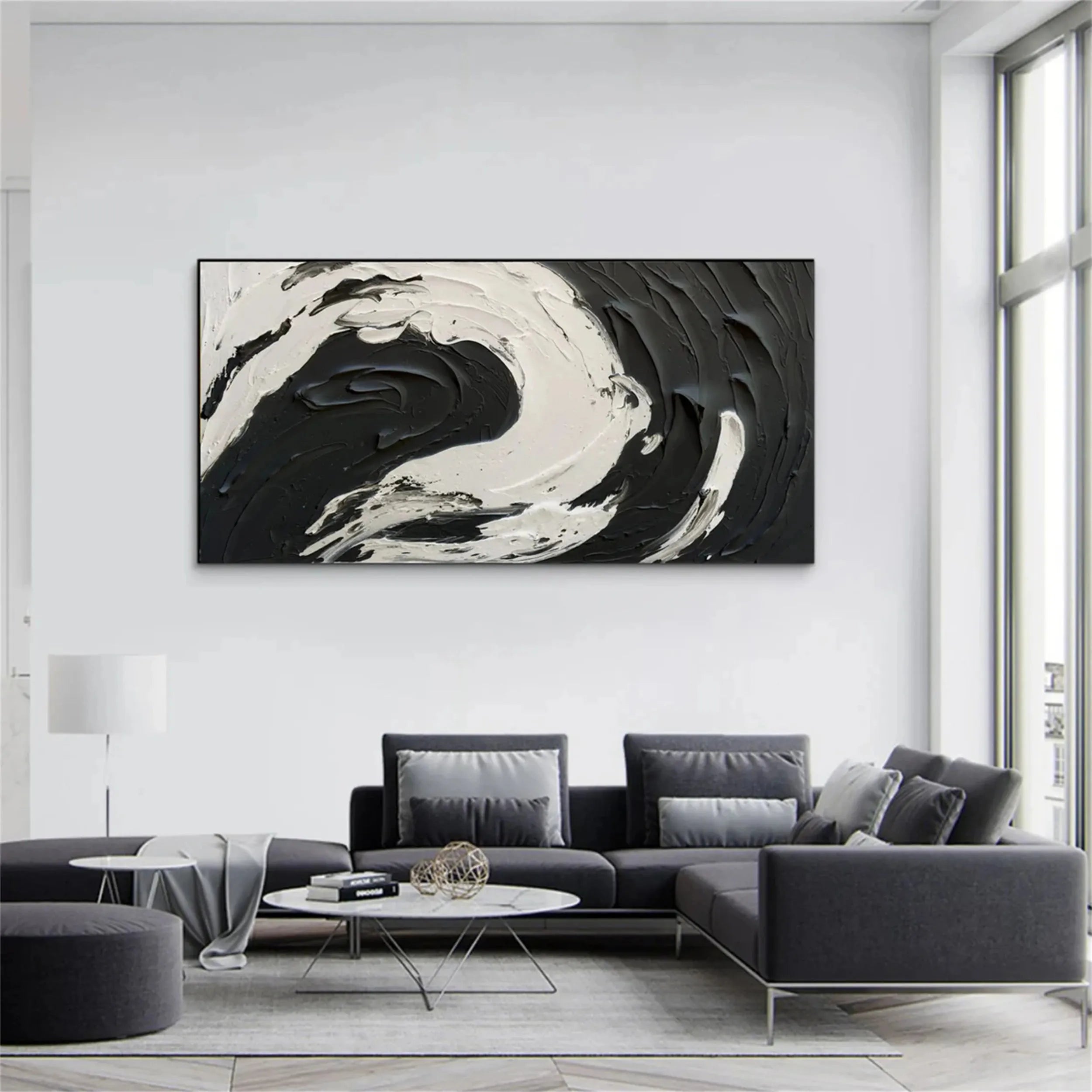 Black White Textured Minimalist Wall Art #MZ052