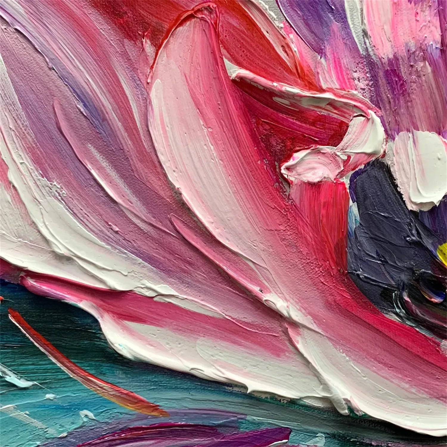 Colorful Flower Textured Painting Canvas #FP005