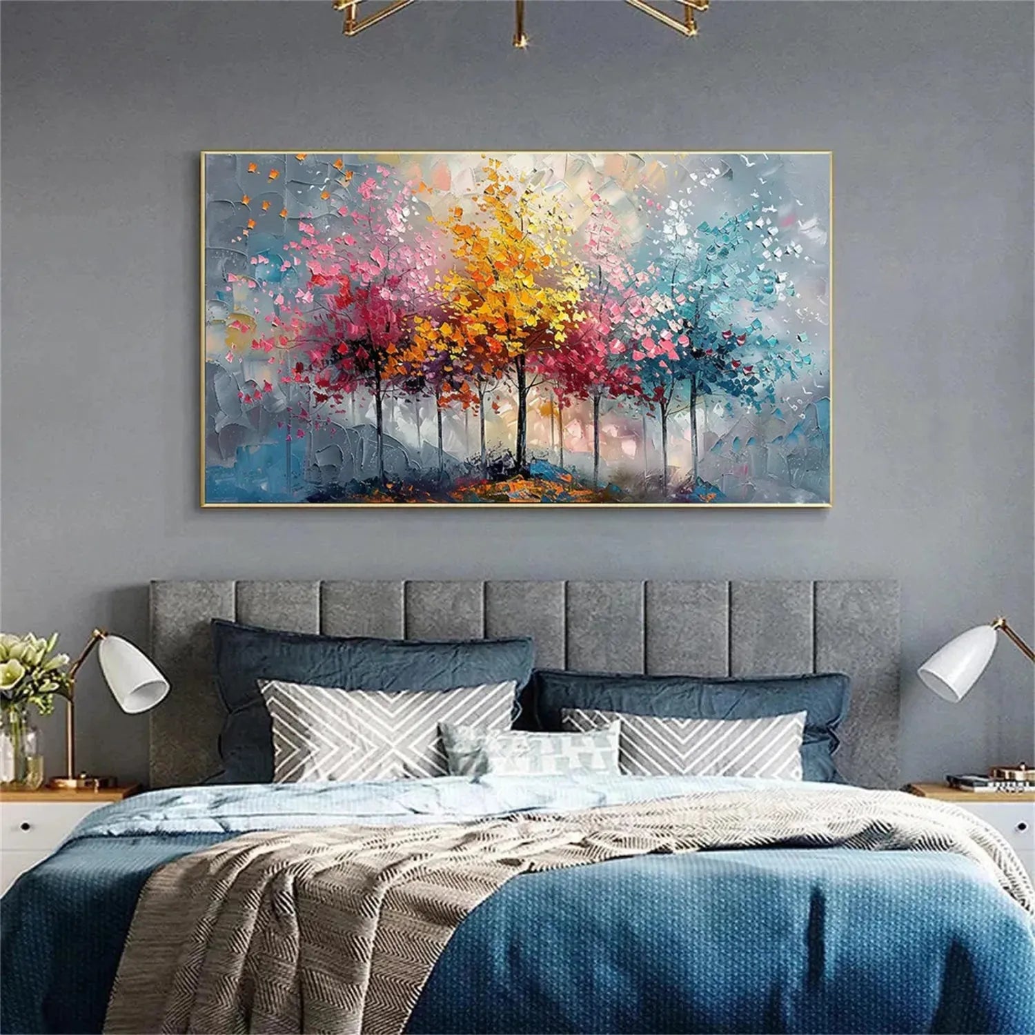 Colorful Tree Textured Painting Canvas #TP010