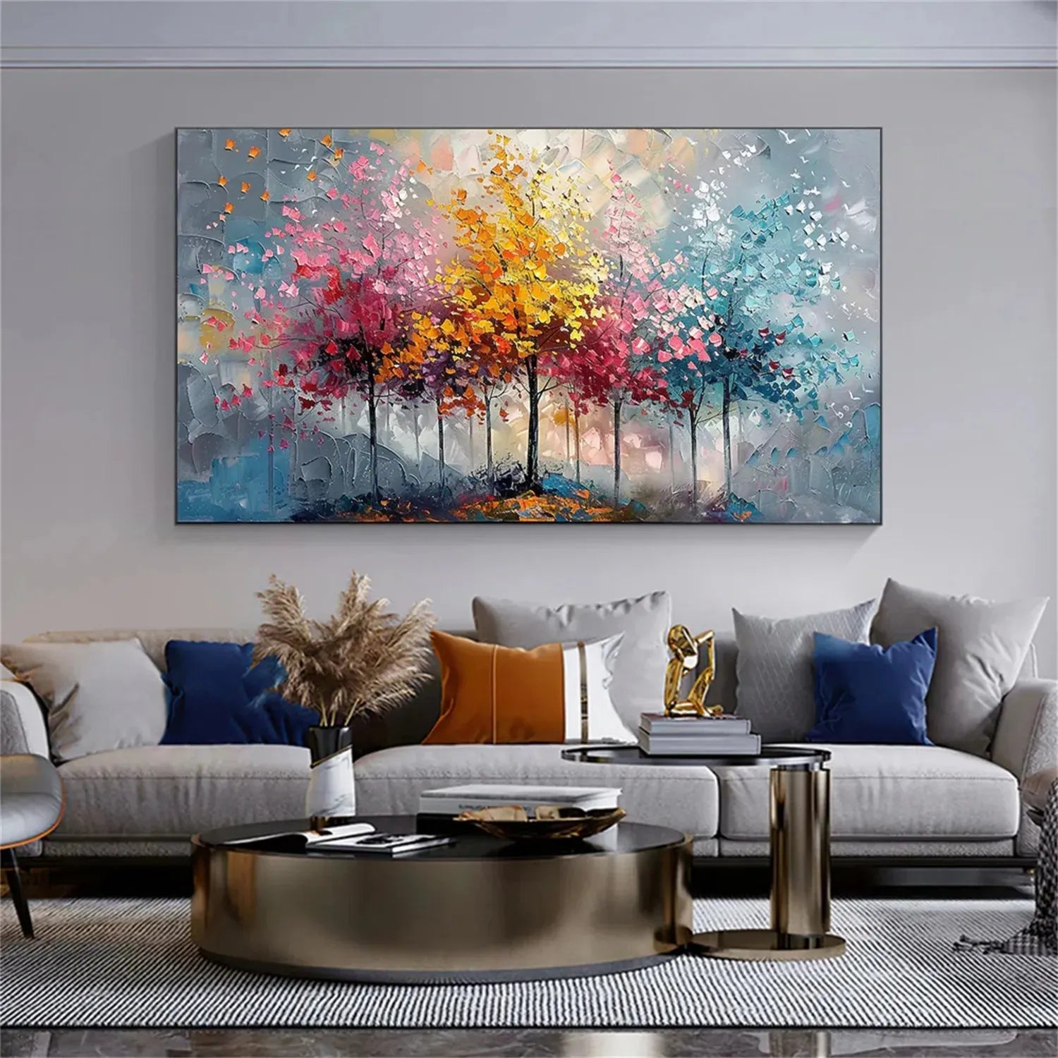 Colorful Tree Textured Painting Canvas #TP010