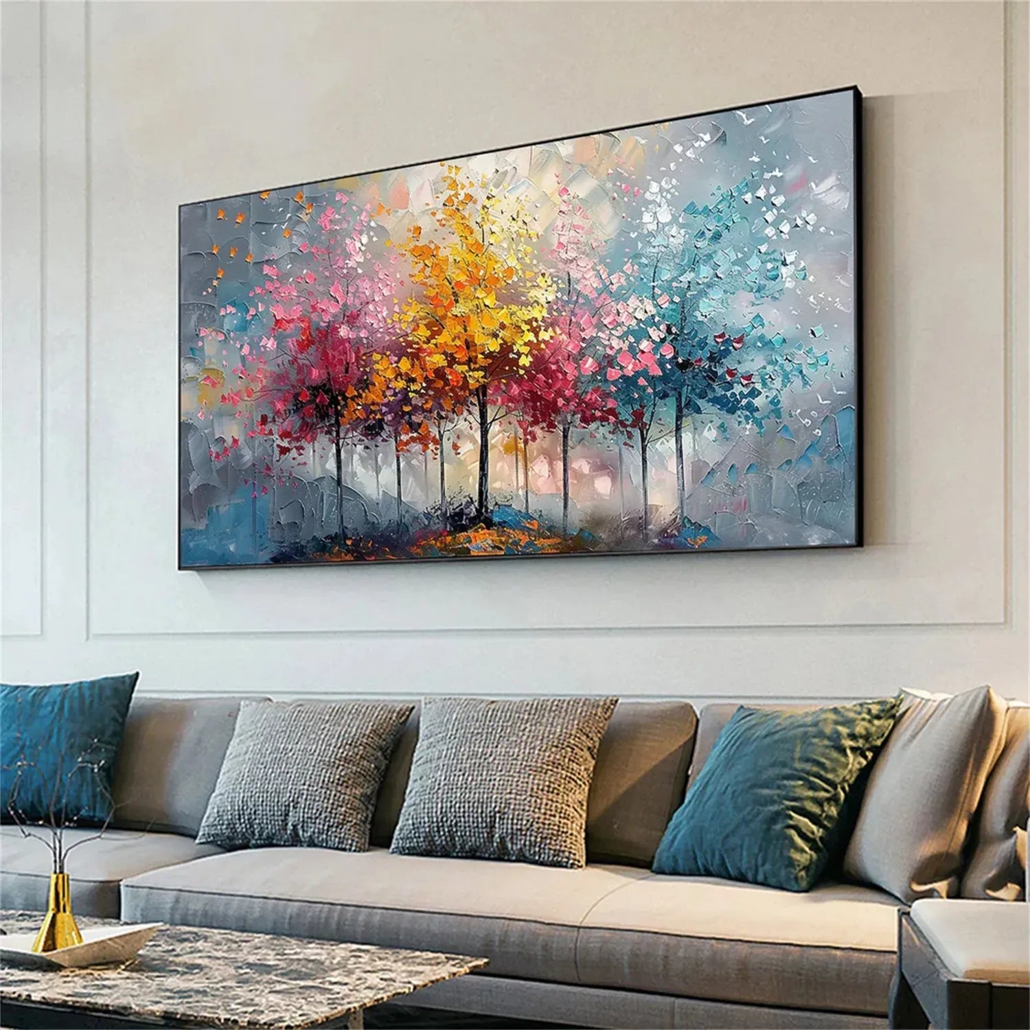 Colorful Tree Textured Painting Canvas #TP010
