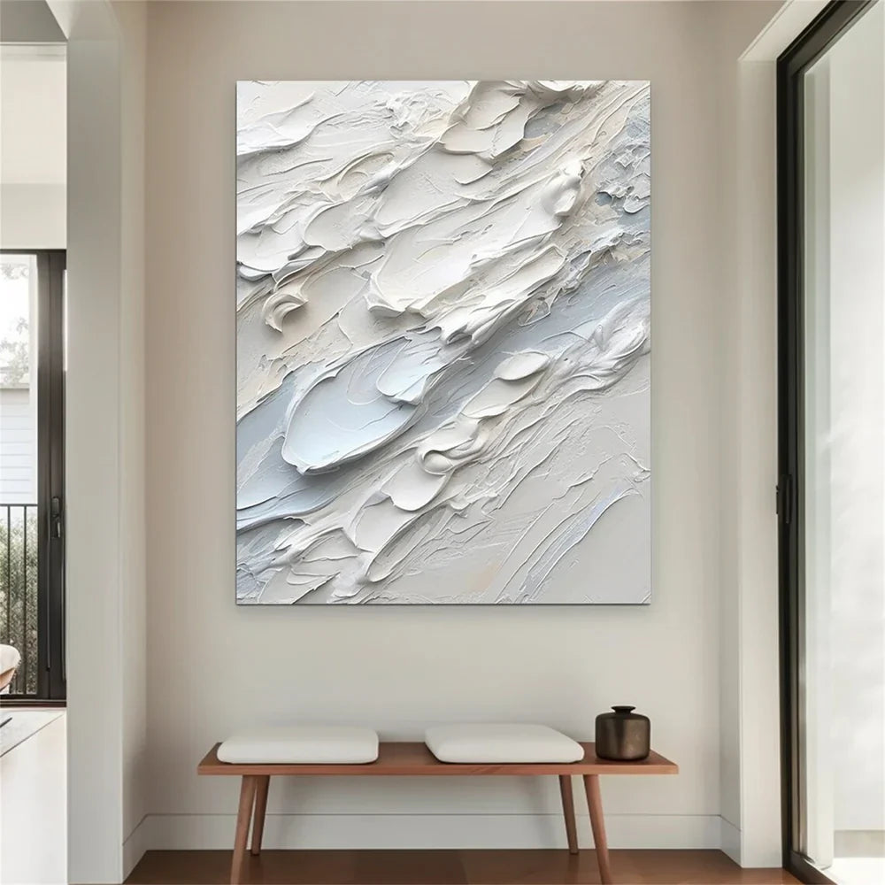 White Minimalist Textured Painting Canvas #MM153