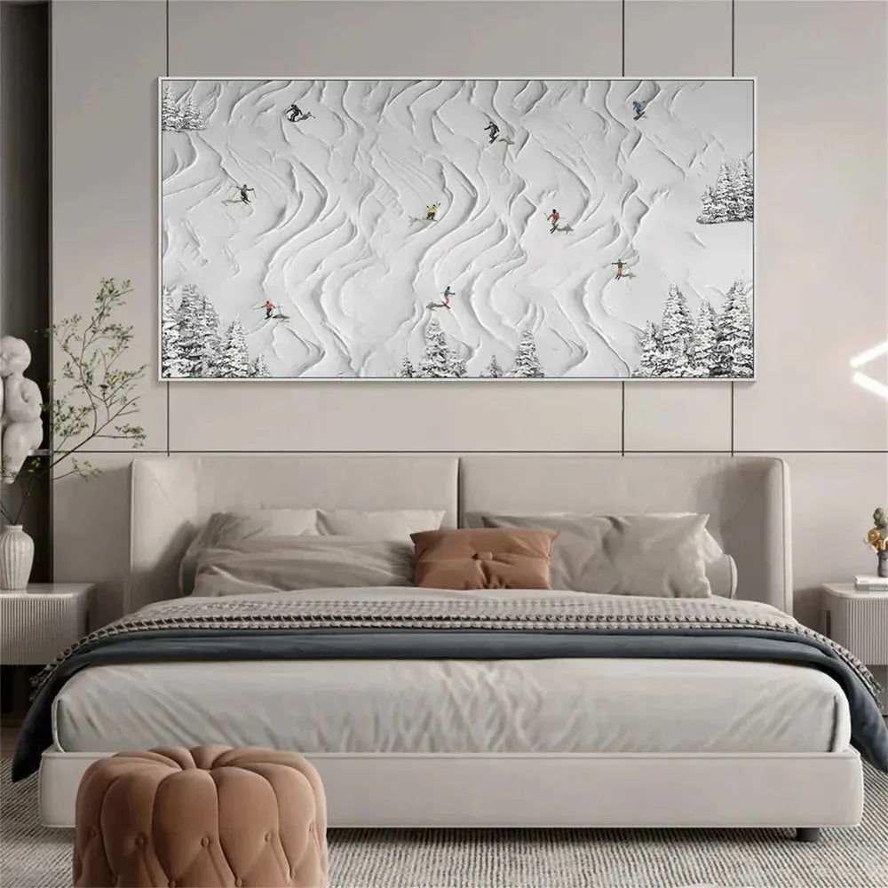 Skiing Sports Textured Painting Canvas #MS001