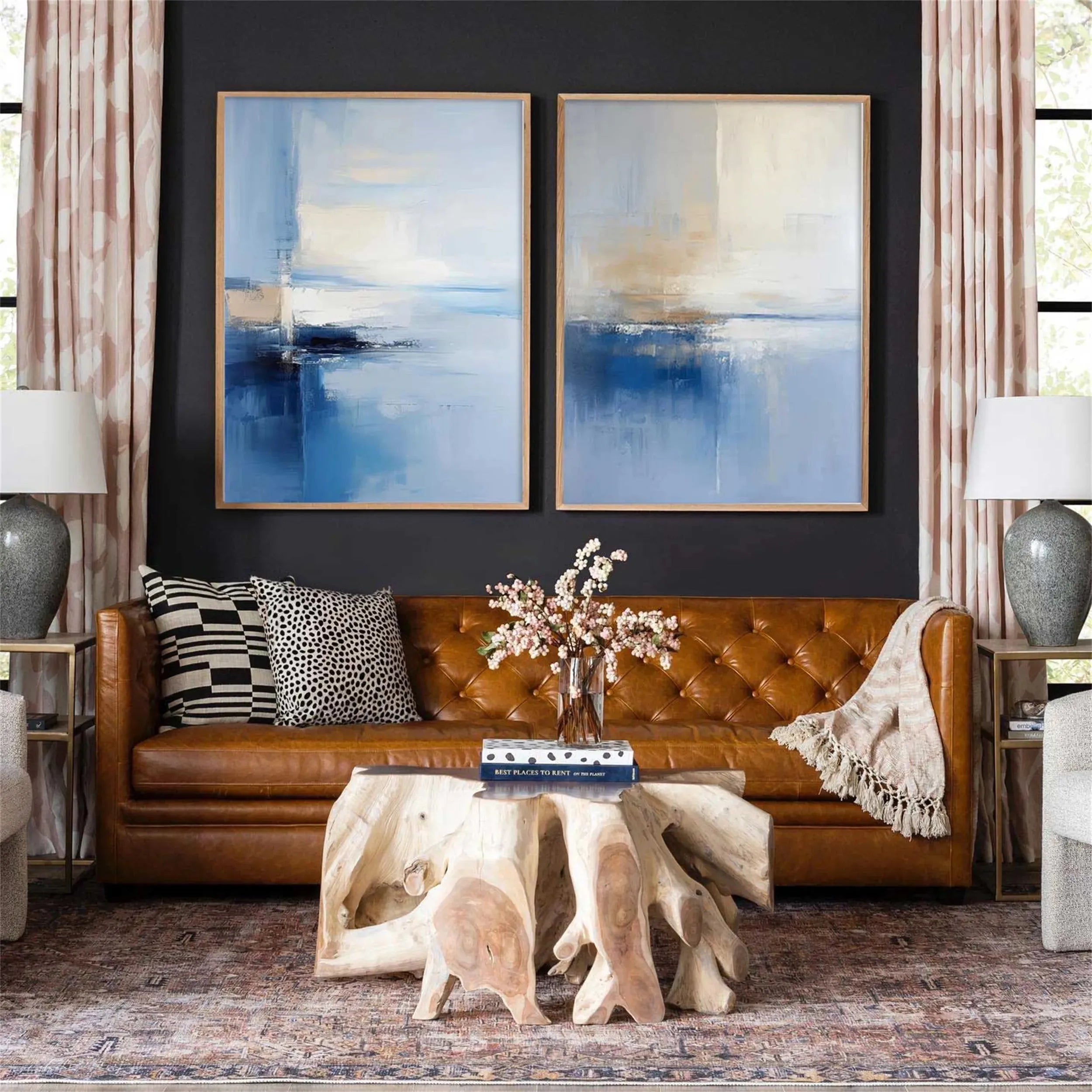 Blue & Green Abstract Set of 2#BG076