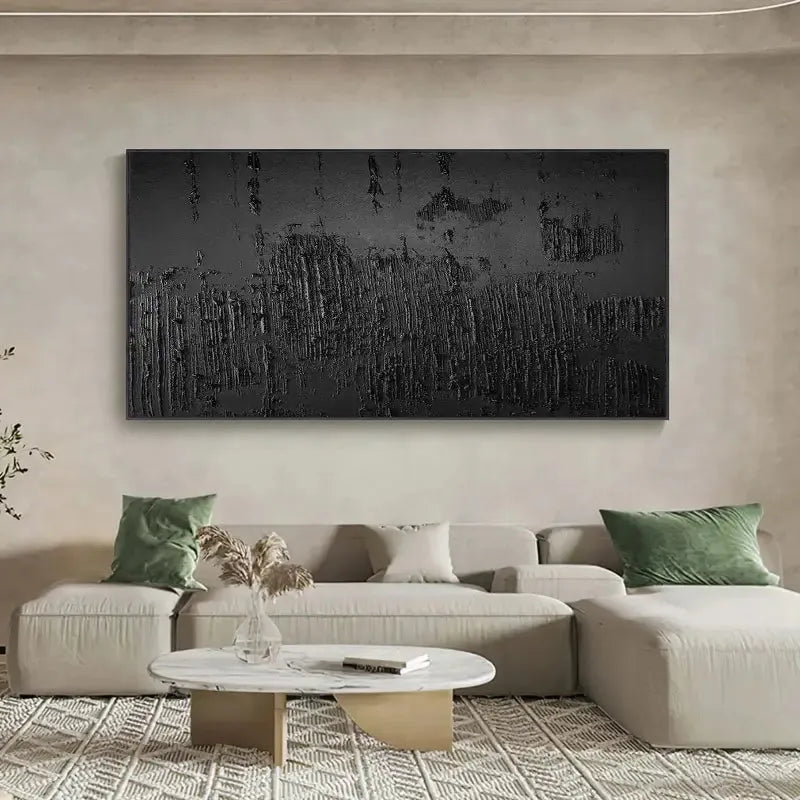 Black Minimalist Textured Painting #MZ018