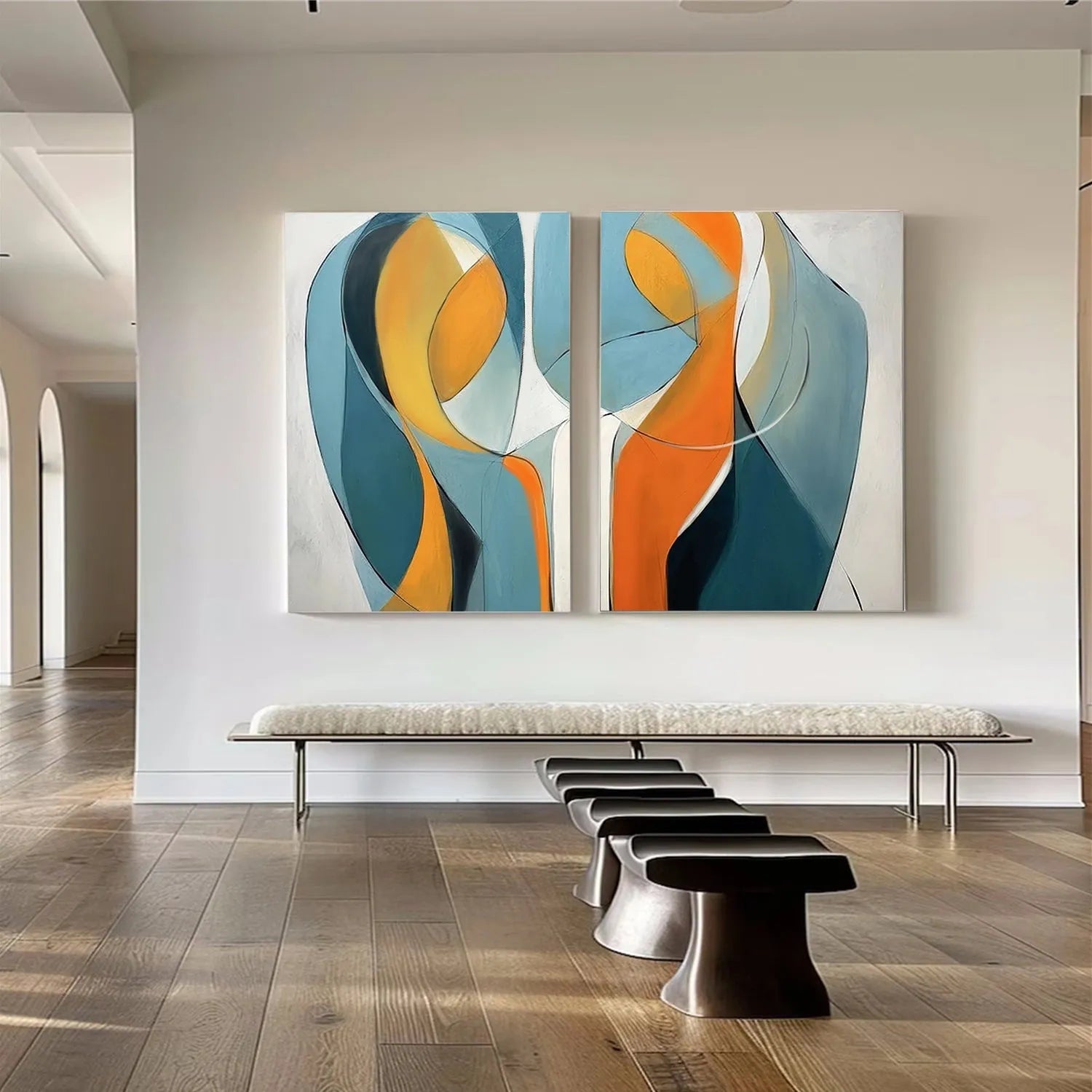 Contemporary Abstract Minimalist Set of 2 Wall Art #CW037