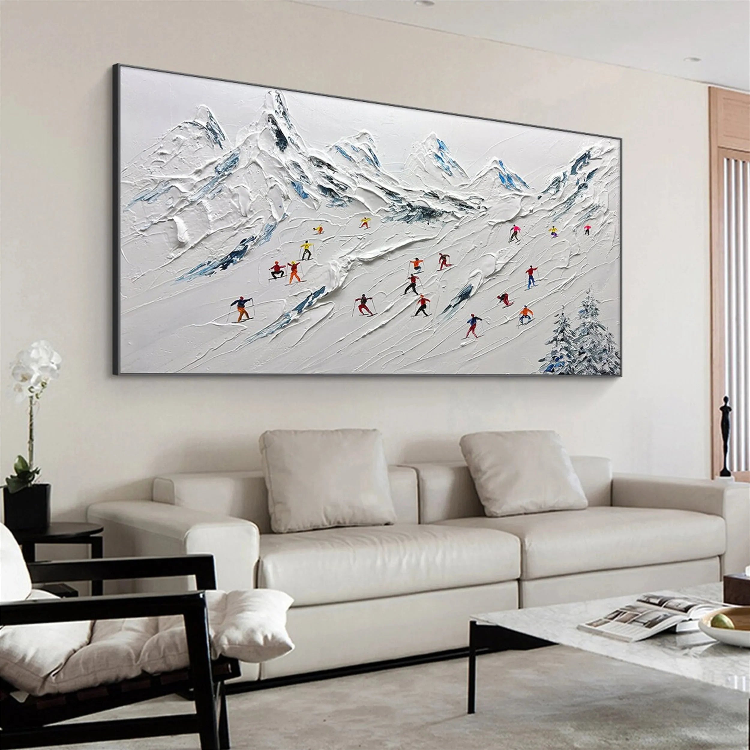Skiing Sport Art Textured Painting Canvas #MM115
