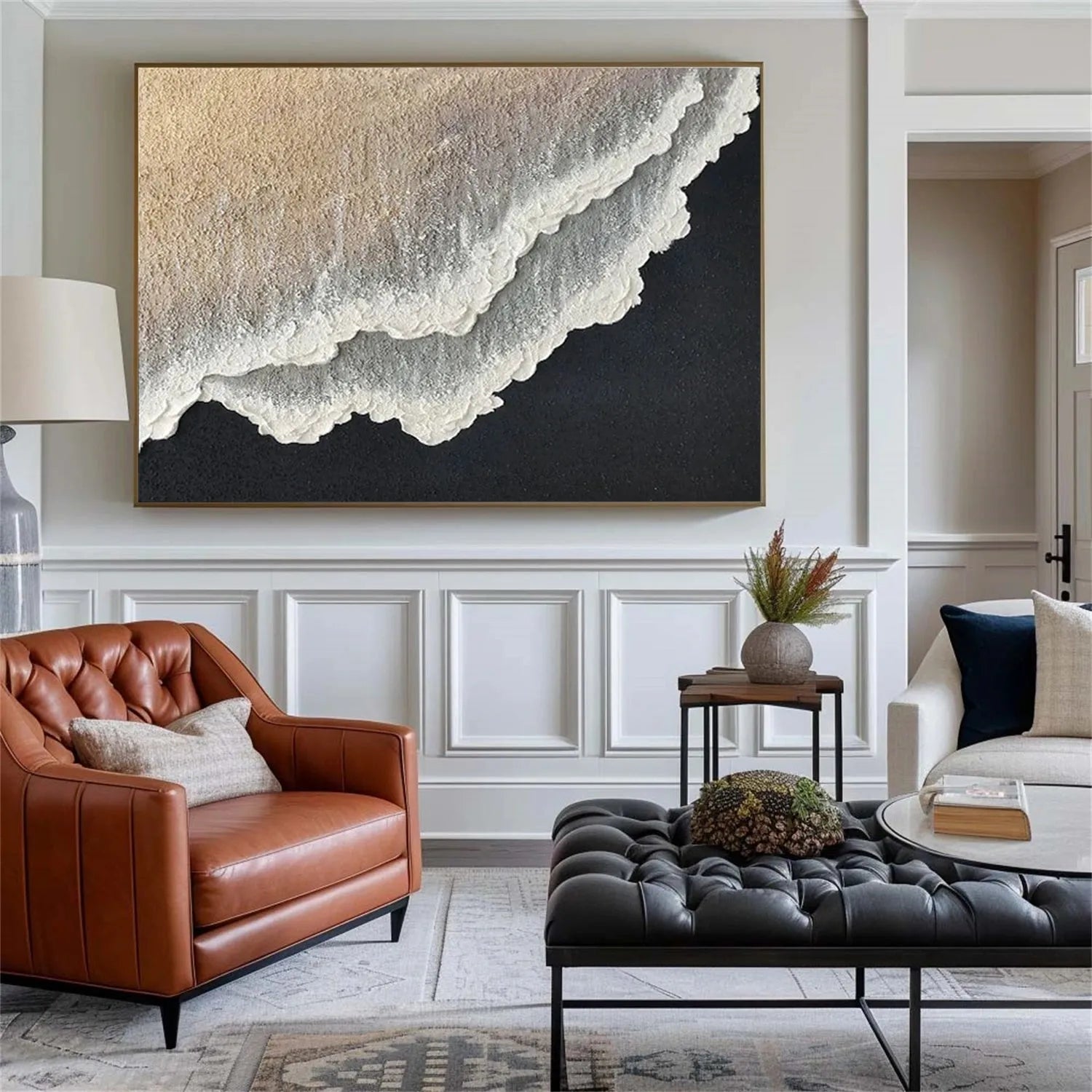 Ocean And Sky Abstract Textured Canvas Art #OS 294