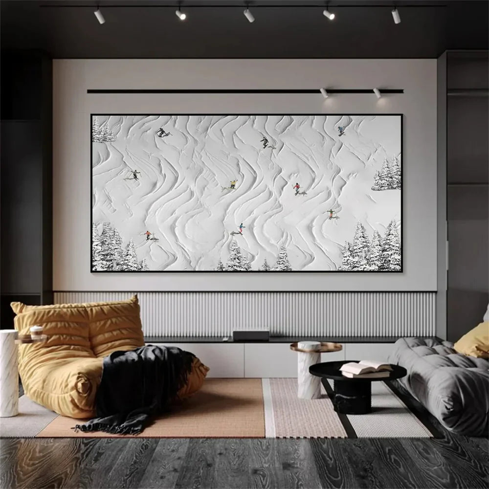 Skiing Sport Art Textured Painting Canvas #MM212