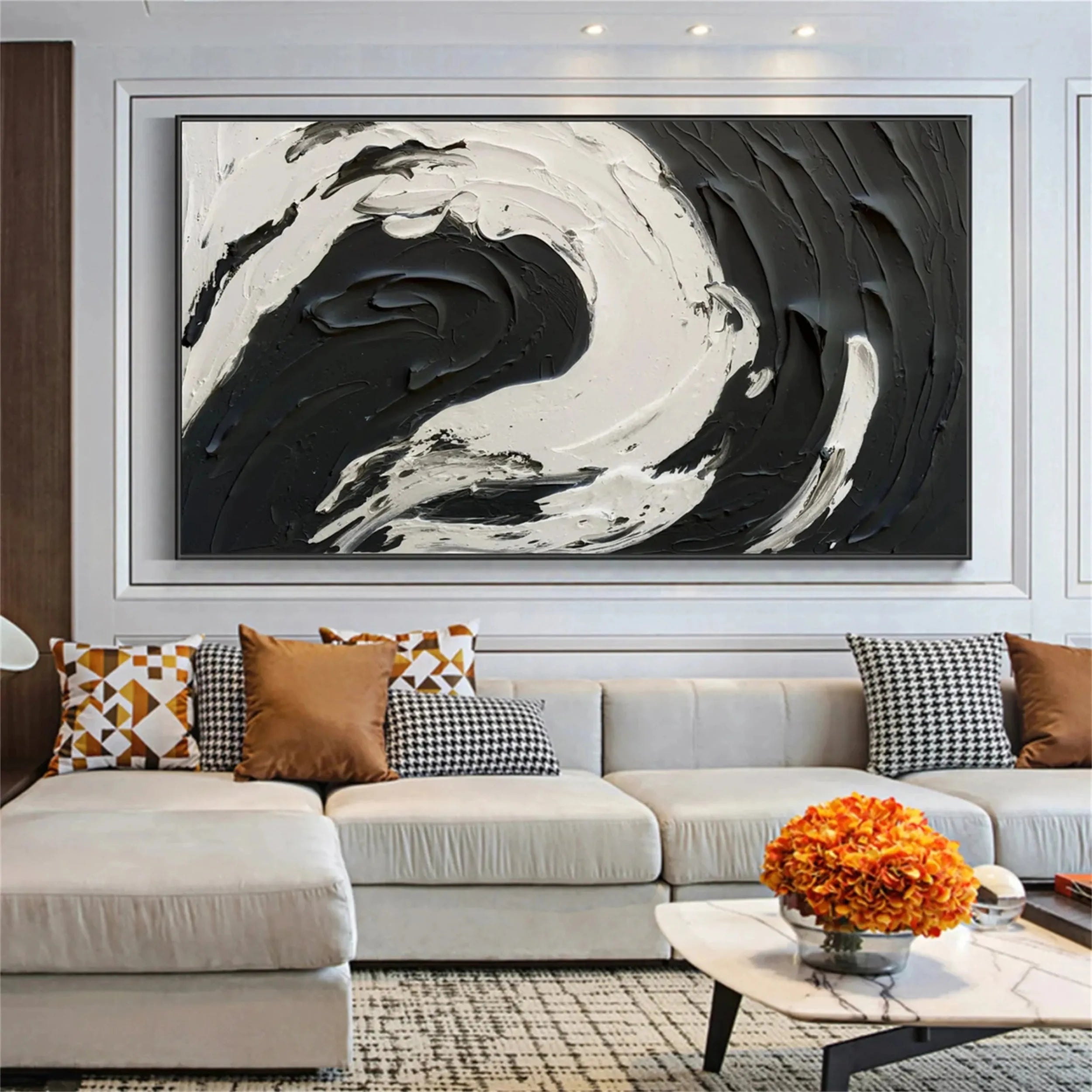 Black White Textured Minimalist Wall Art #MZ052