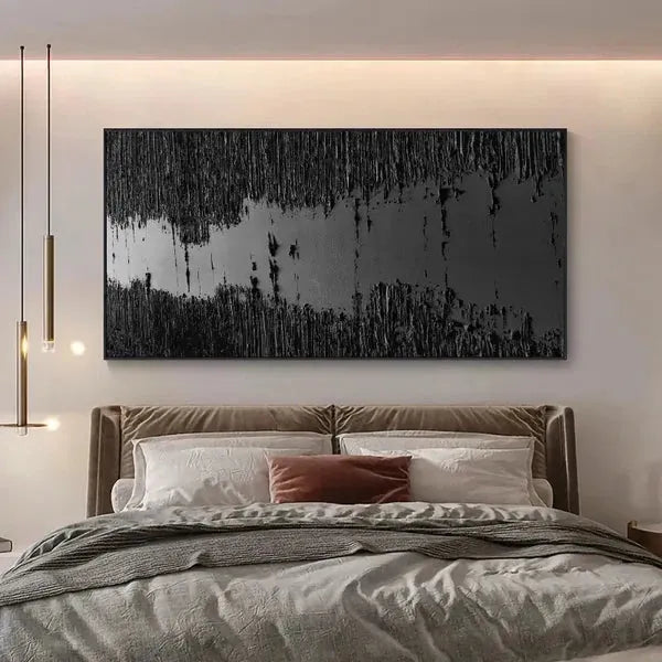 Black Minimalist Textured Painting #MZ014