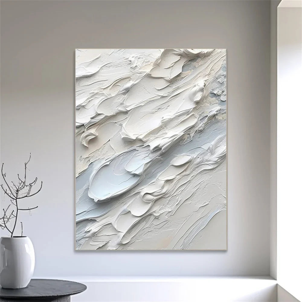 White Minimalist Textured Painting Canvas #MM153