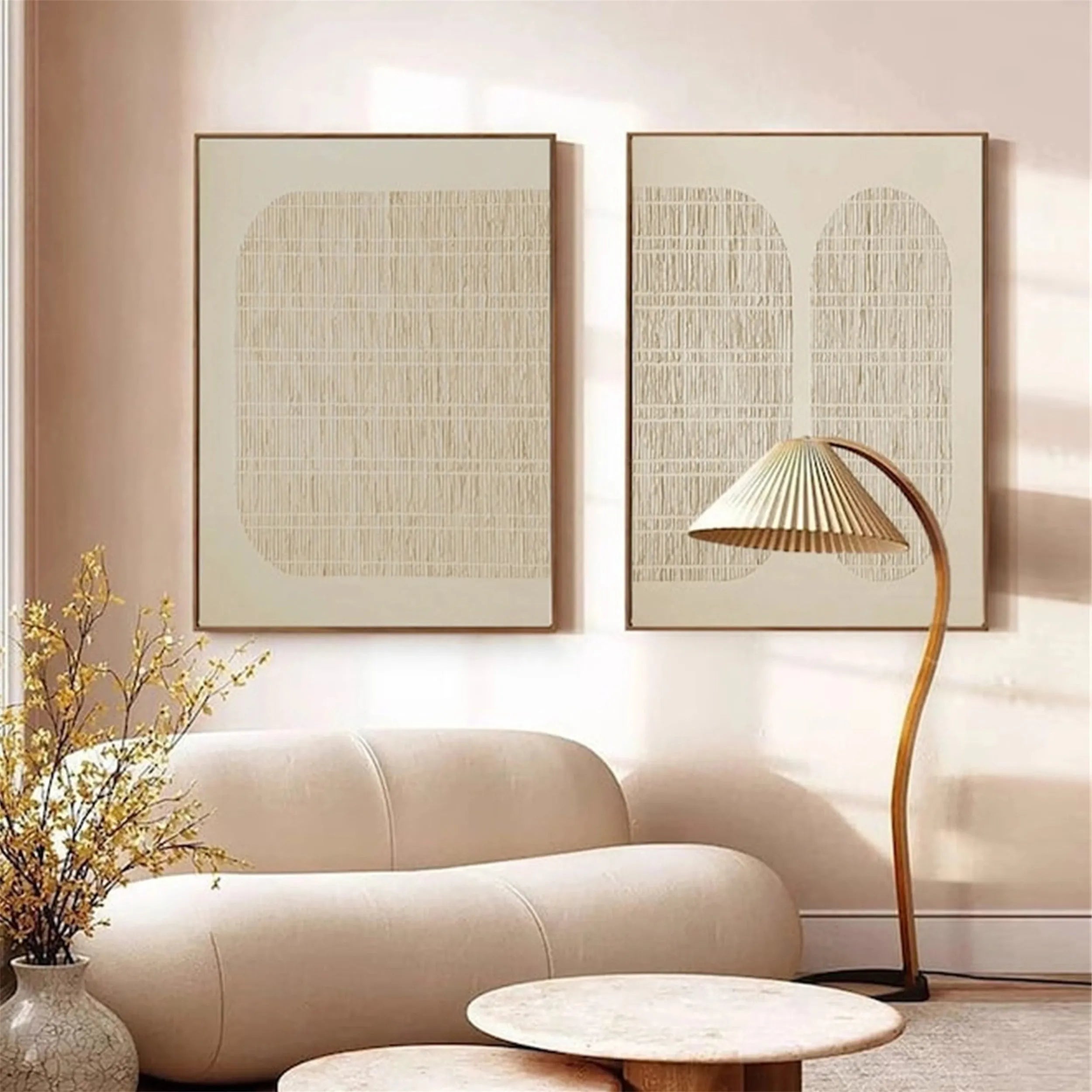 Beige & Brown Abstract Set of 2 #BB088