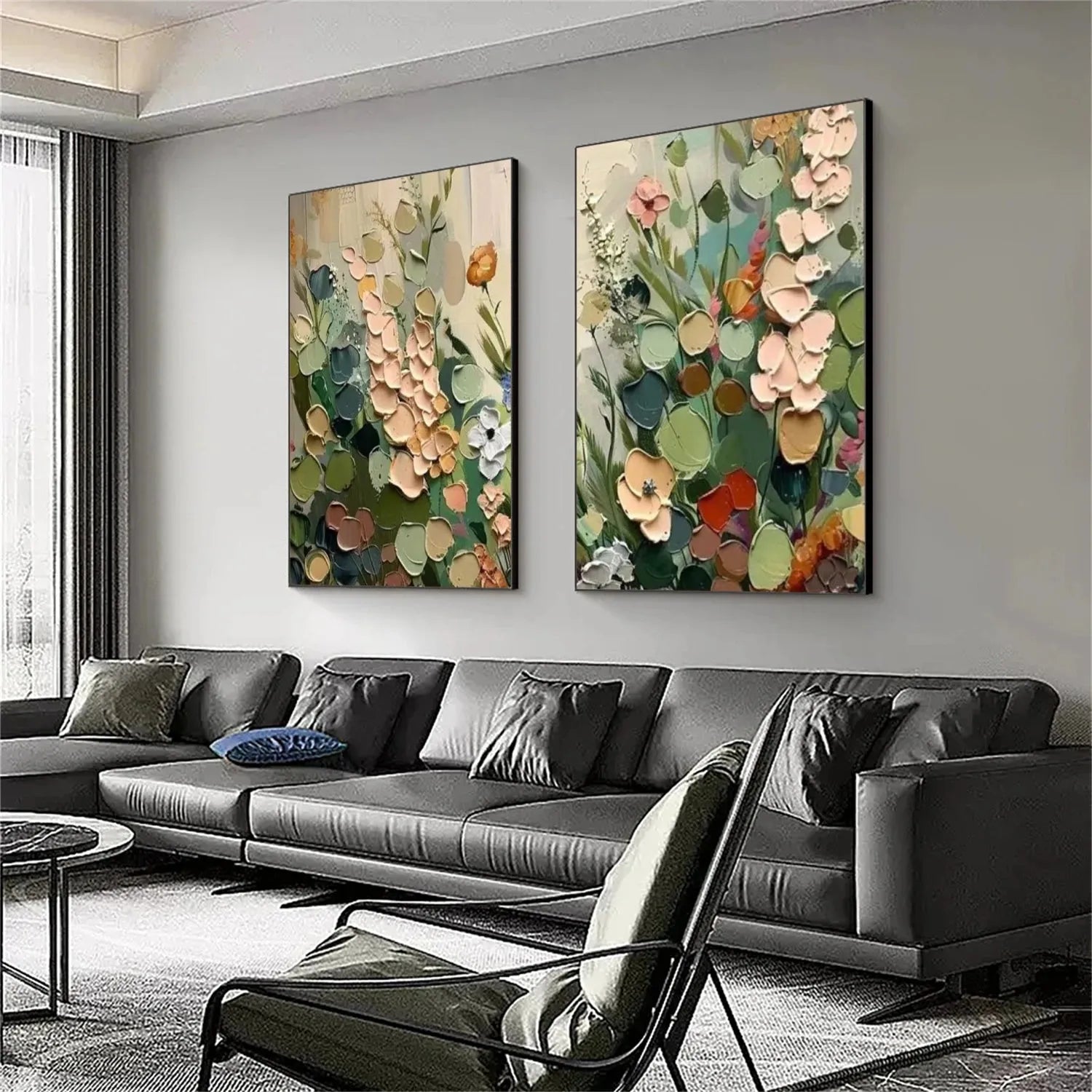 Flower Abstract Textured Wall Art Set of 2 #FP129