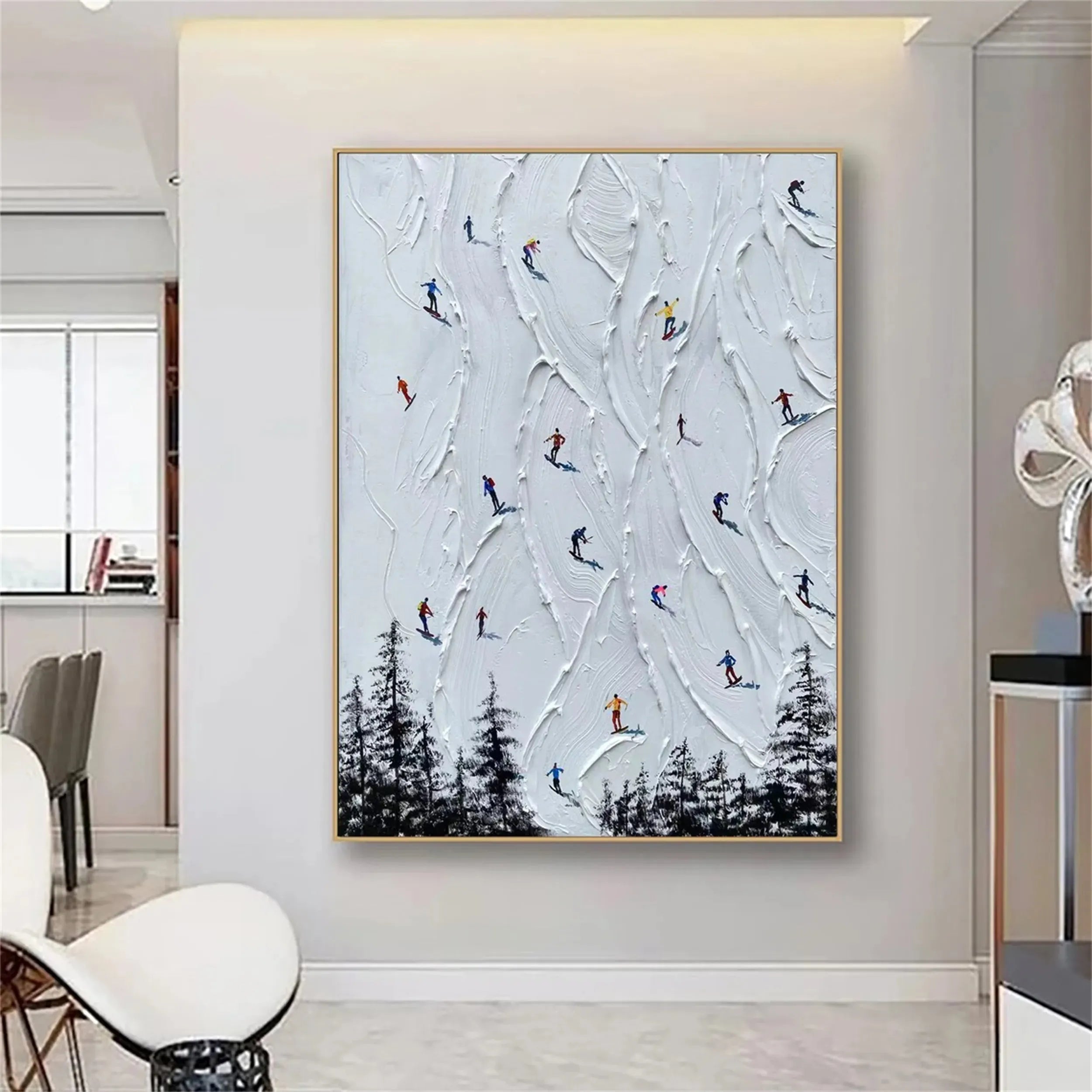 Skiing Sport Art Textured Painting Canvas #MM223