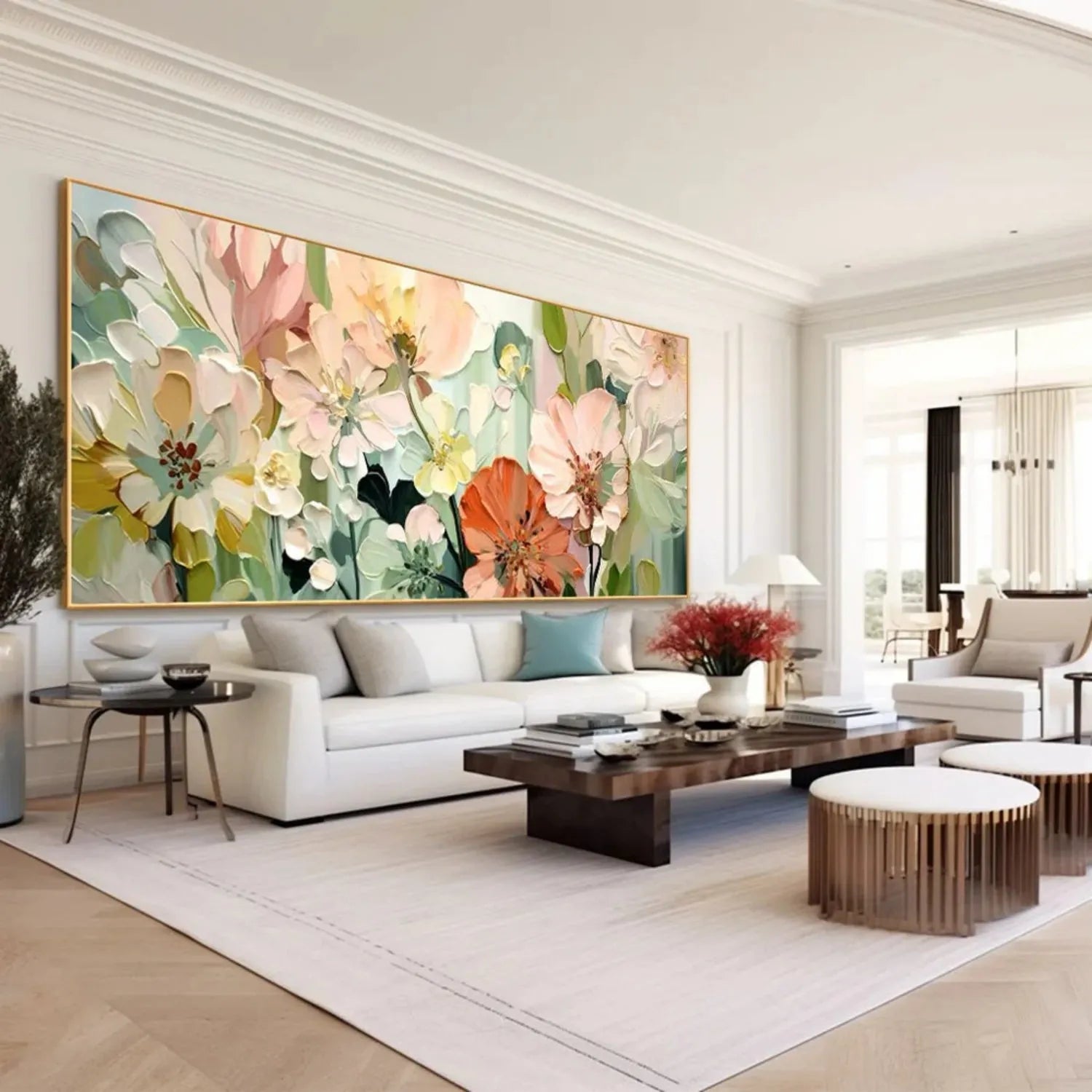 Colorful Flower Textured Painting Canvas #FP053