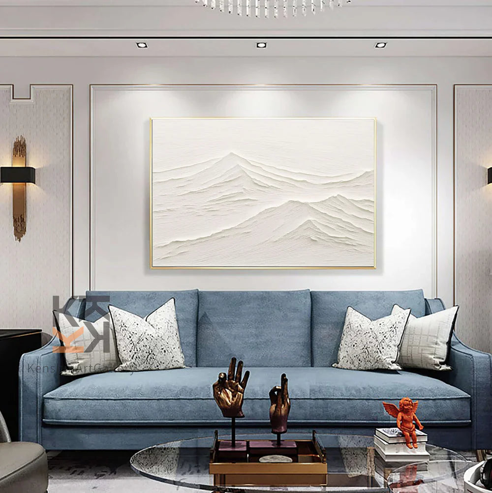 White Minimalist Textured Painting Canvas #MM071