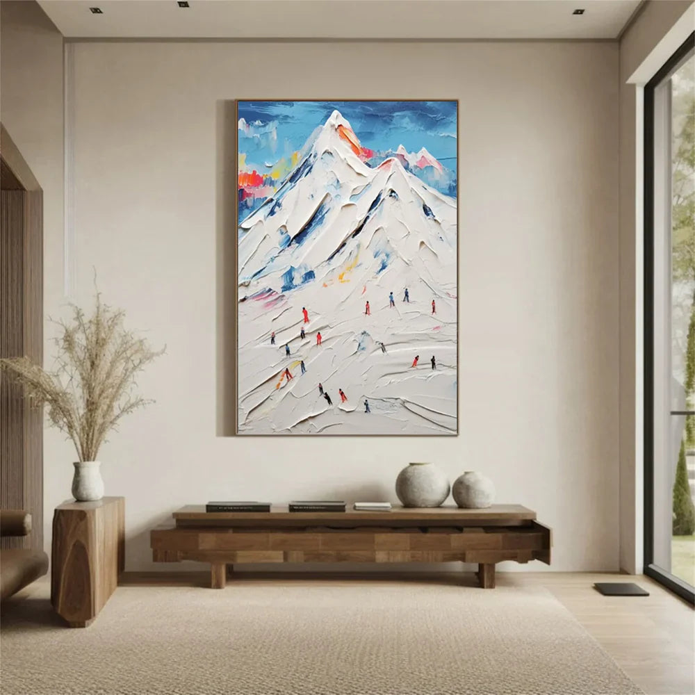 Skiing Sport Art Textured Painting Canvas #MM229