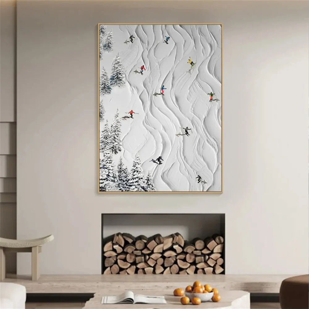 Skiing Sport Art Textured Painting Canvas #MM213