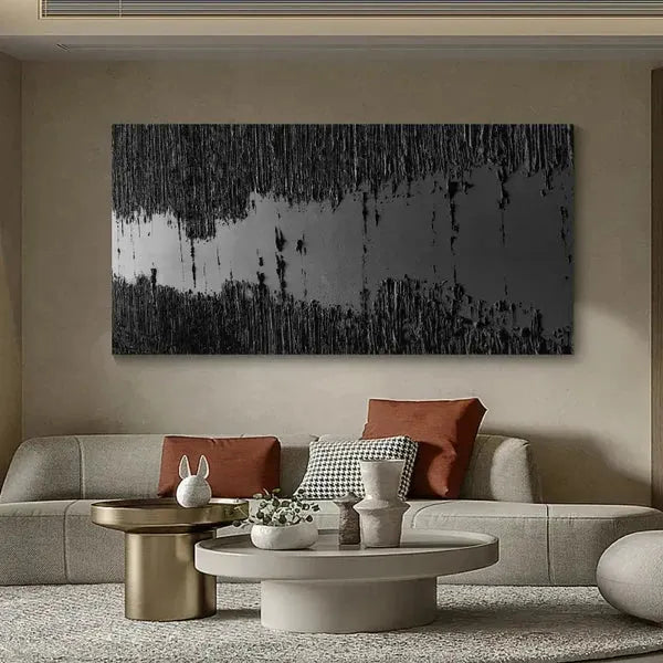 Black Minimalist Textured Painting #MZ014
