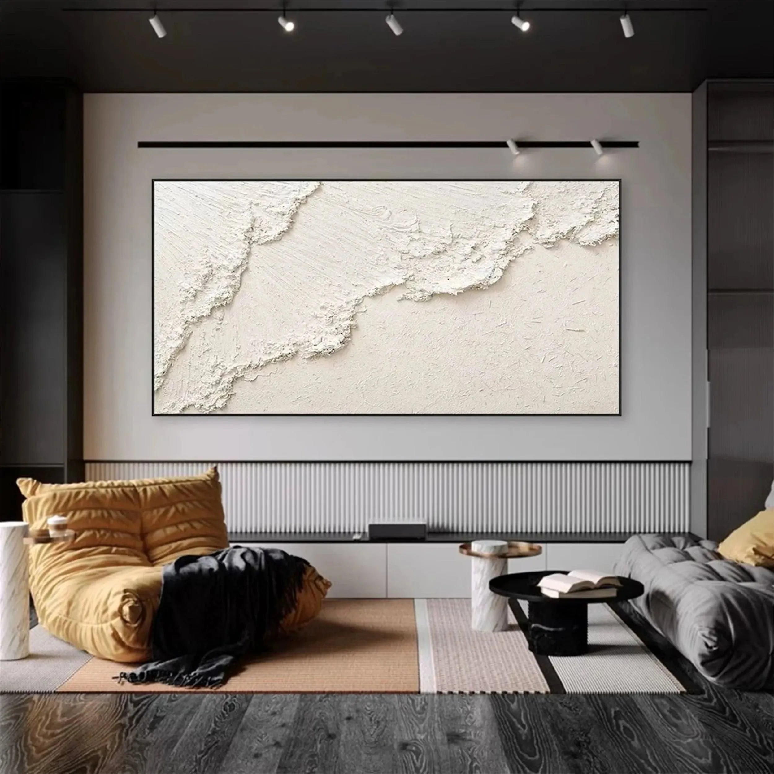 White Minimalist Textured Canvas #MT056