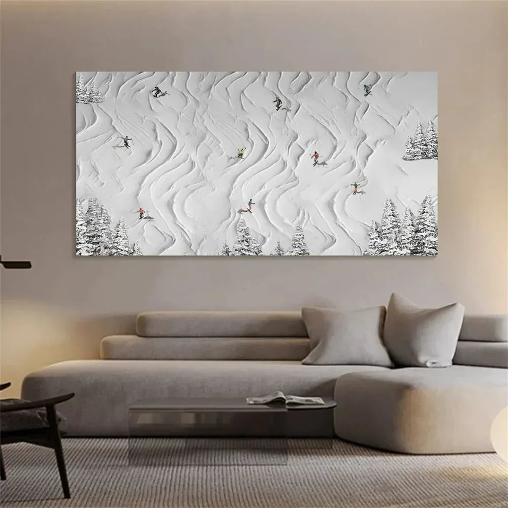 Skiing Sports Textured Painting Canvas #MS001