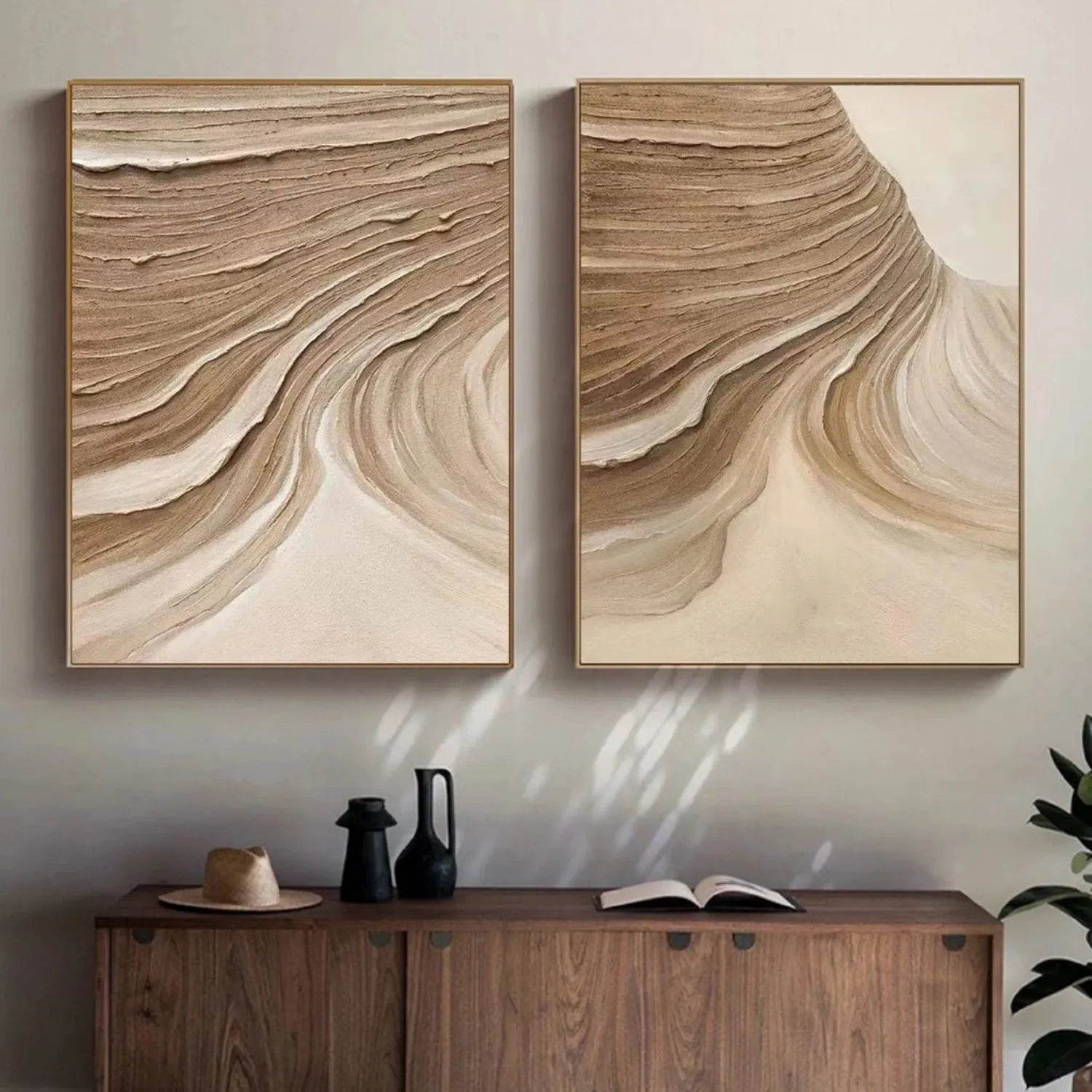 Beige & Brown Abstract Set of 2 #BB135