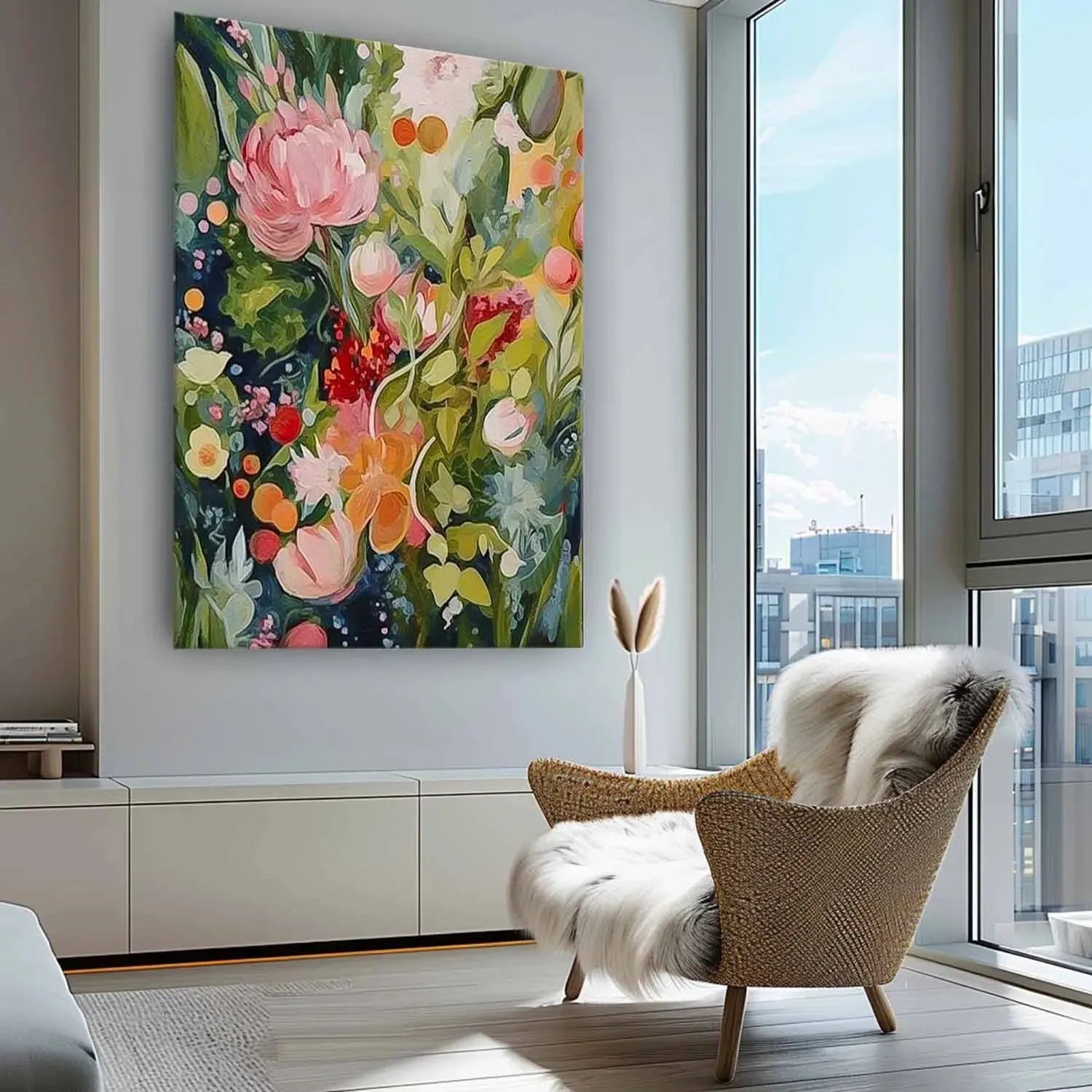 Colorful Flower Textured Painting Canvas #FP026