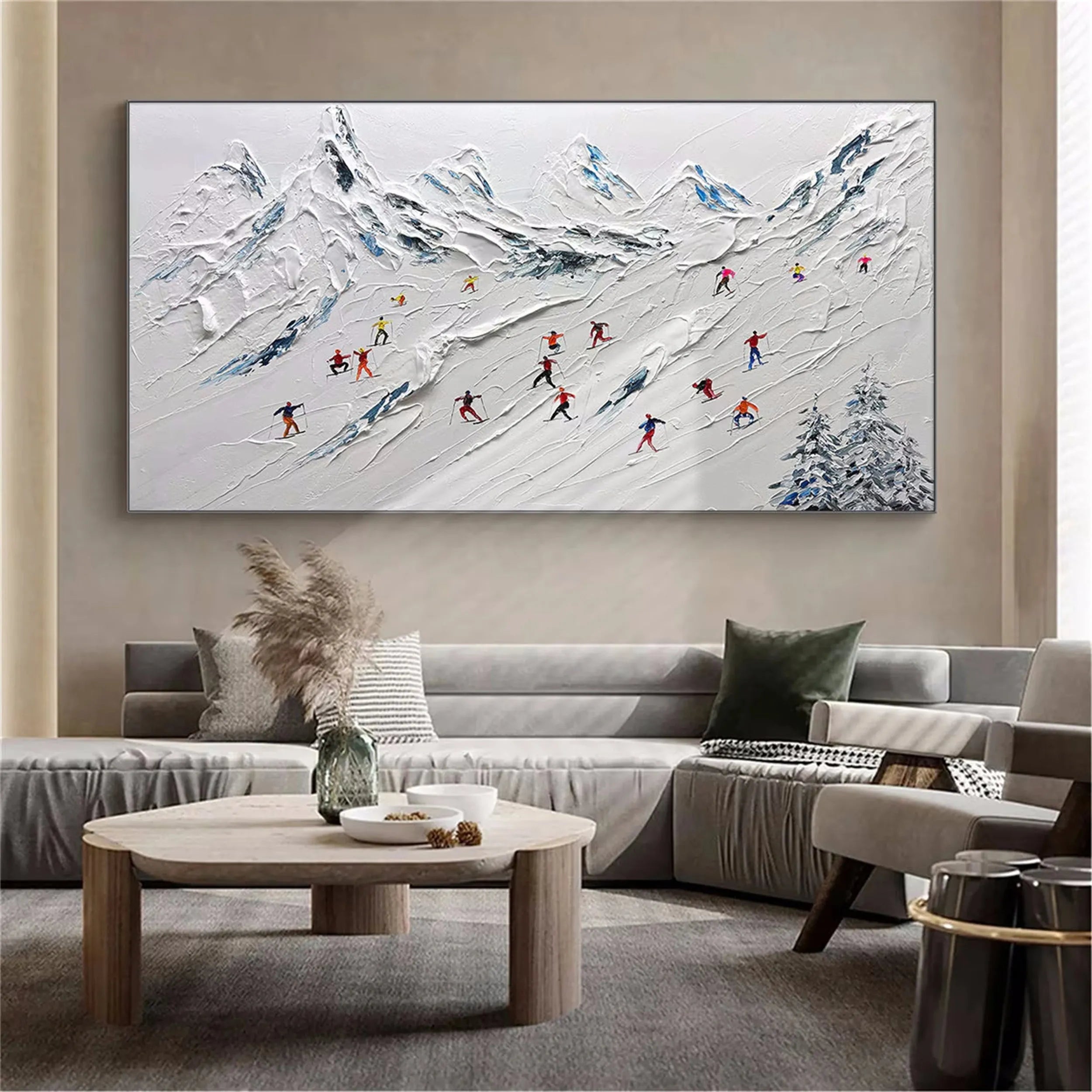 Skiing Sport Art Textured Painting Canvas #MM115