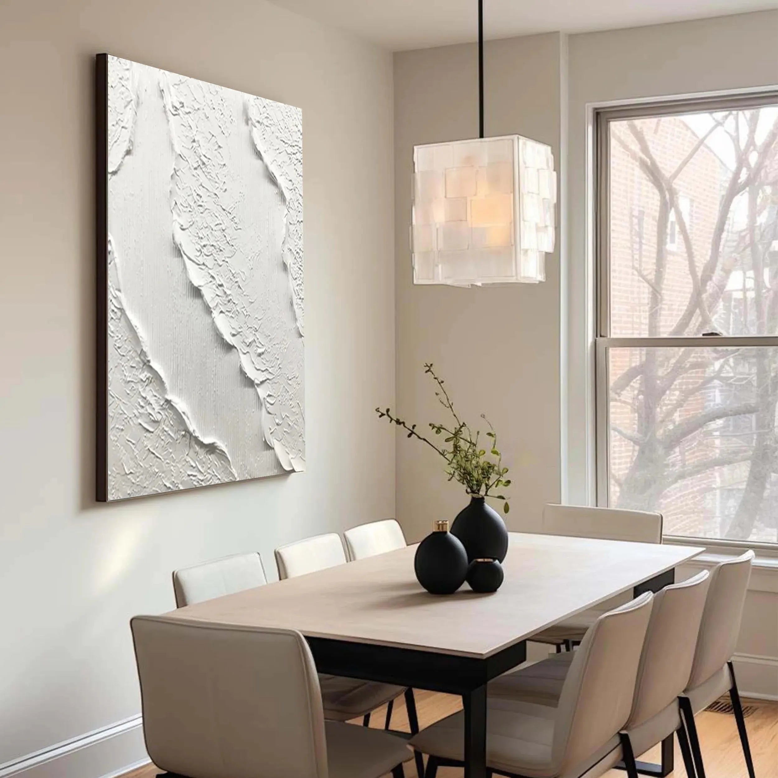 White Minimalist Textured Painting Canvas #MM169