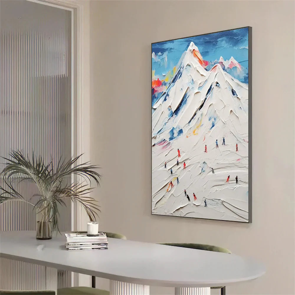 Skiing Sport Art Textured Painting Canvas #MM229