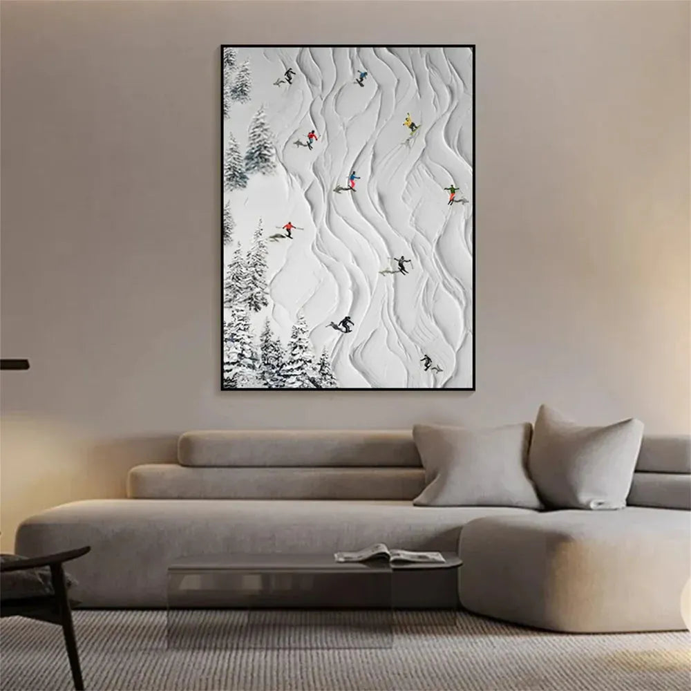 Skiing Sports Textured Painting Canvas #MS004