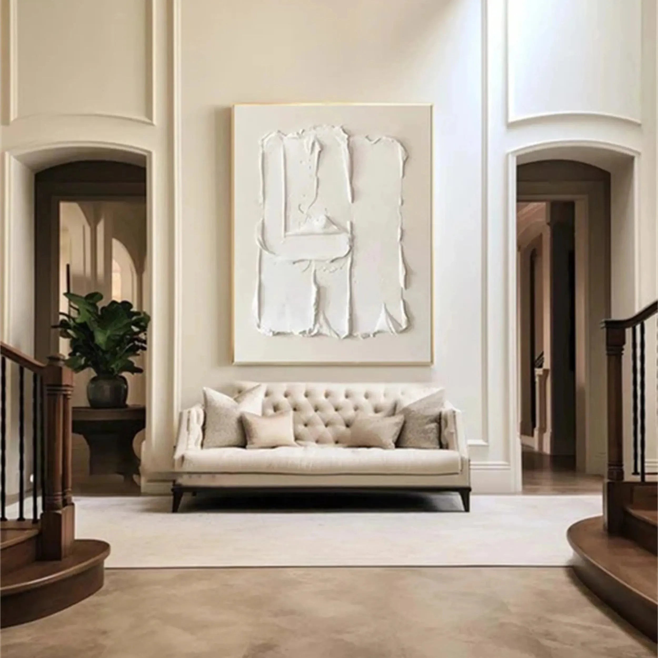 White Minimalist Textured Canvas #MT058