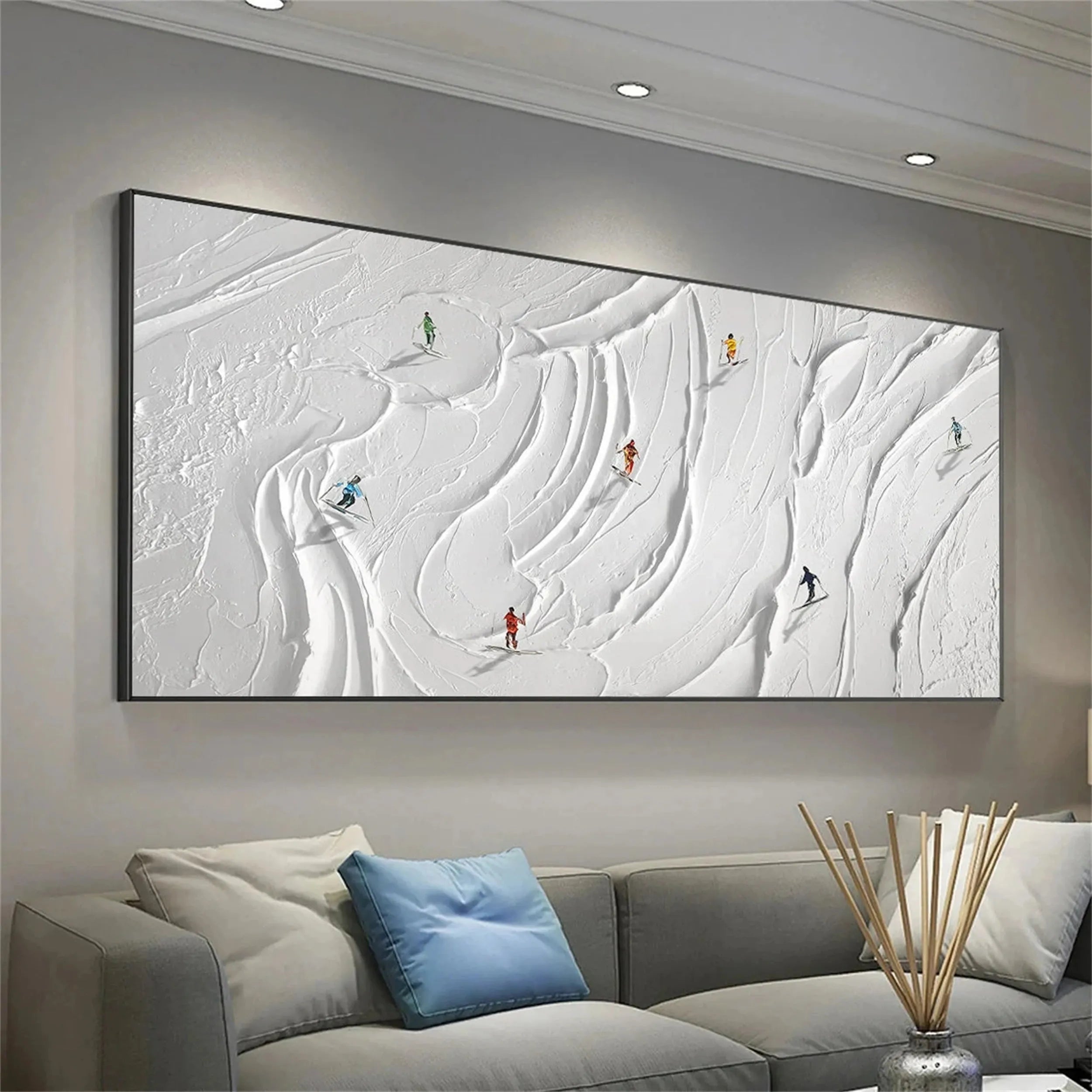 Skiing Sport Art Textured Painting Canvas #MM114
