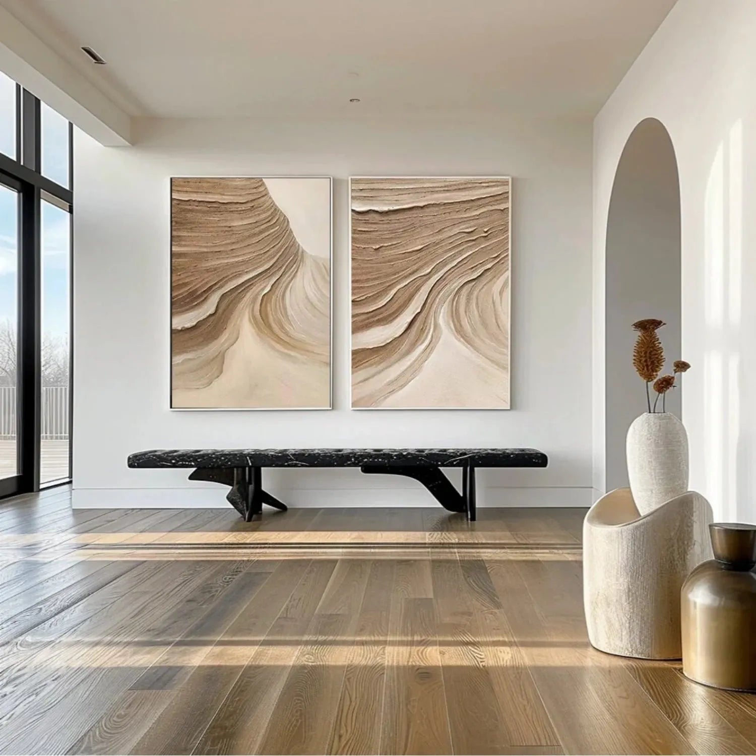 Beige & Brown Abstract Set of 2 #BB135