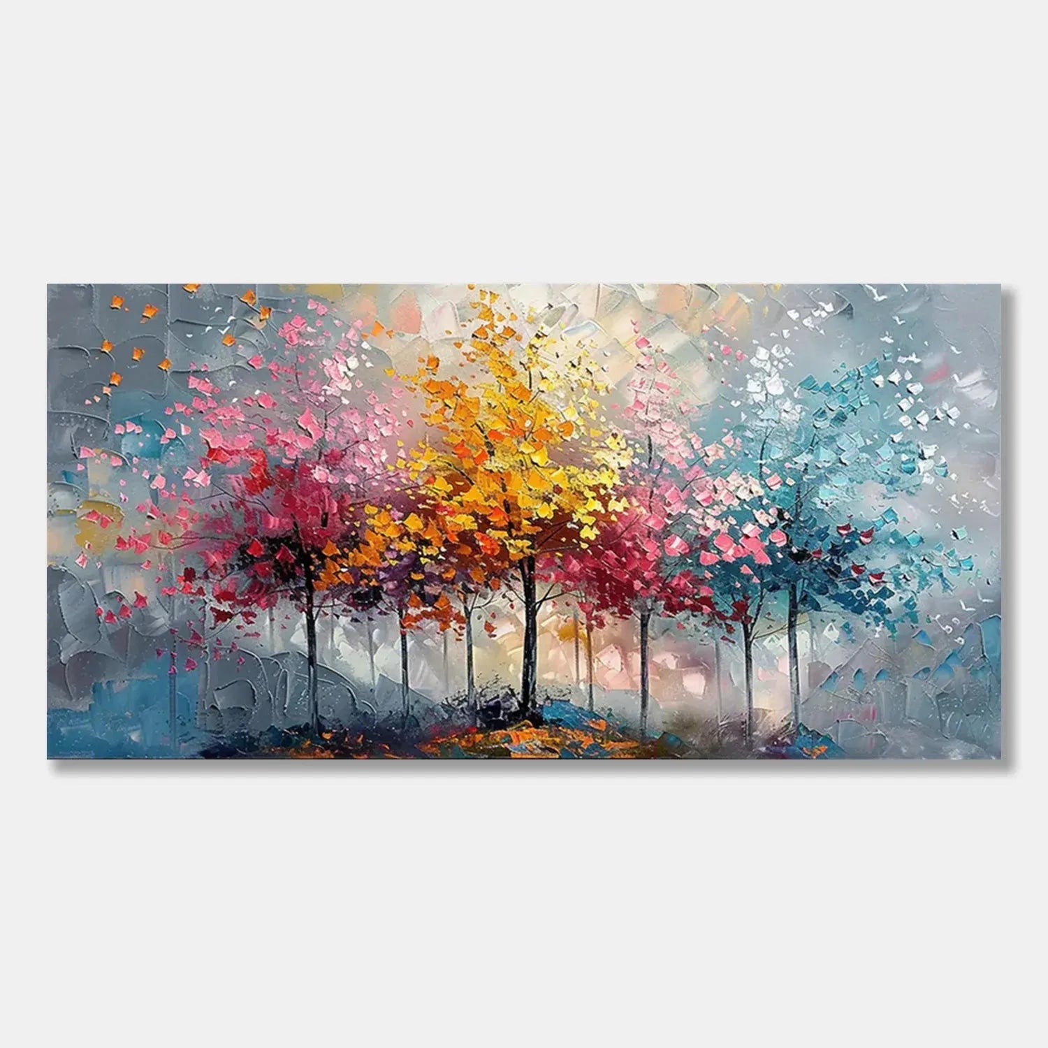 Colorful Tree Textured Painting Canvas #TP010