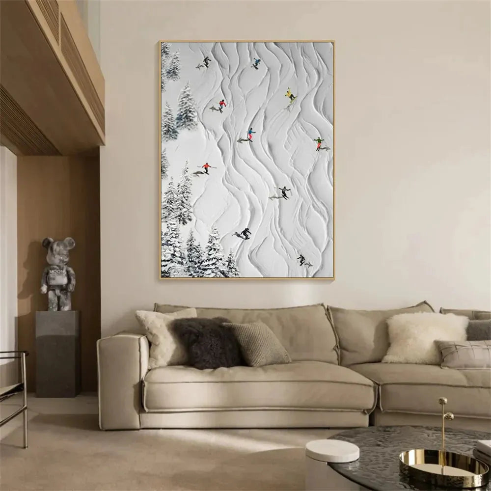 Skiing Sports Textured Painting Canvas #MS004