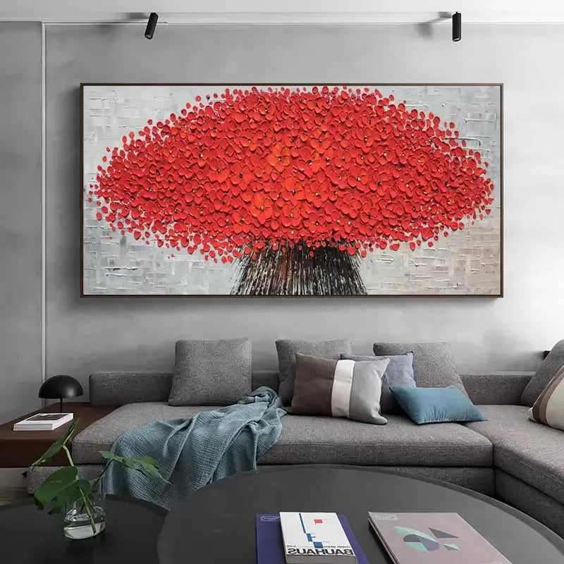 Flower And Tree Textured Painting Canvas #FT002