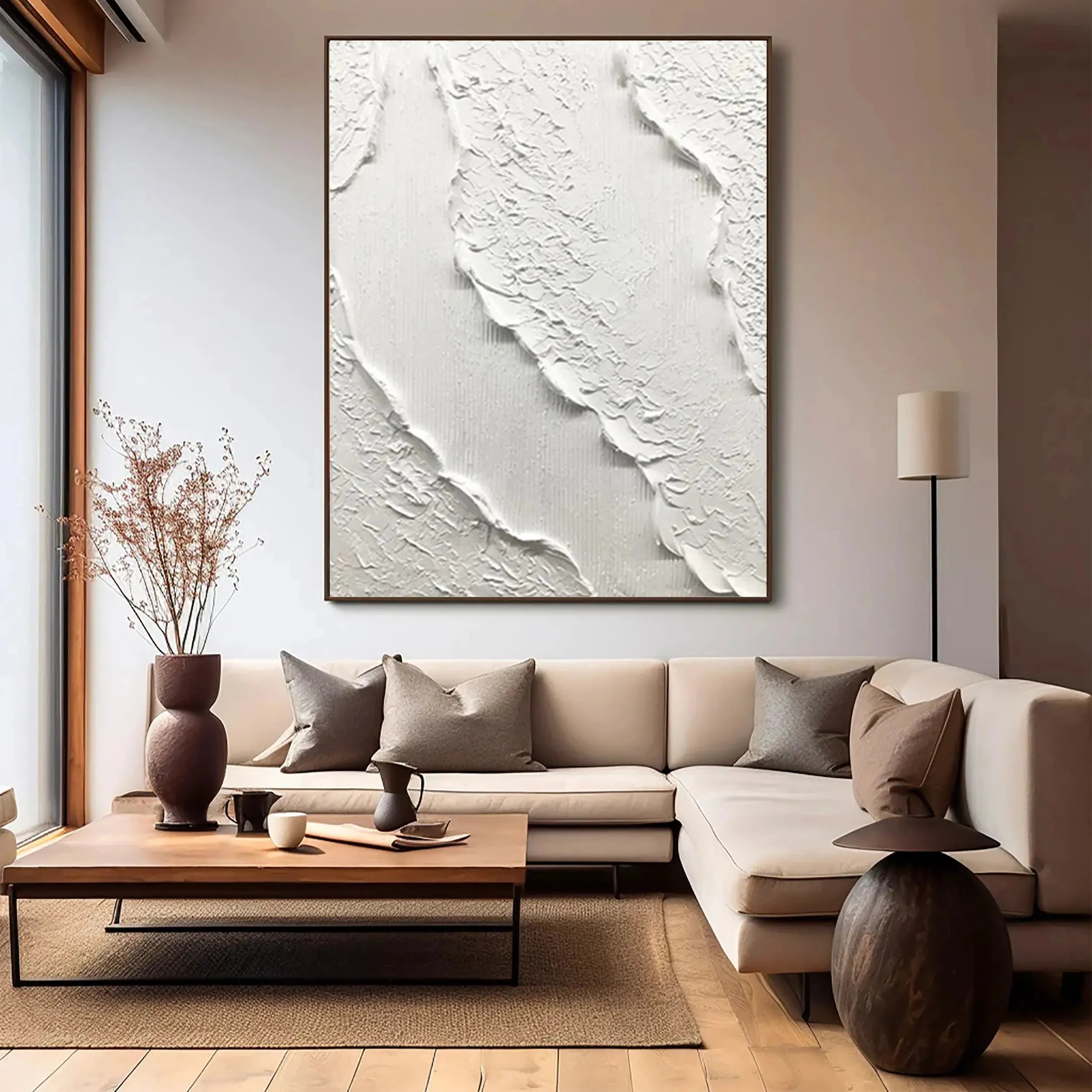 White Minimalist Textured Painting Canvas #MM169