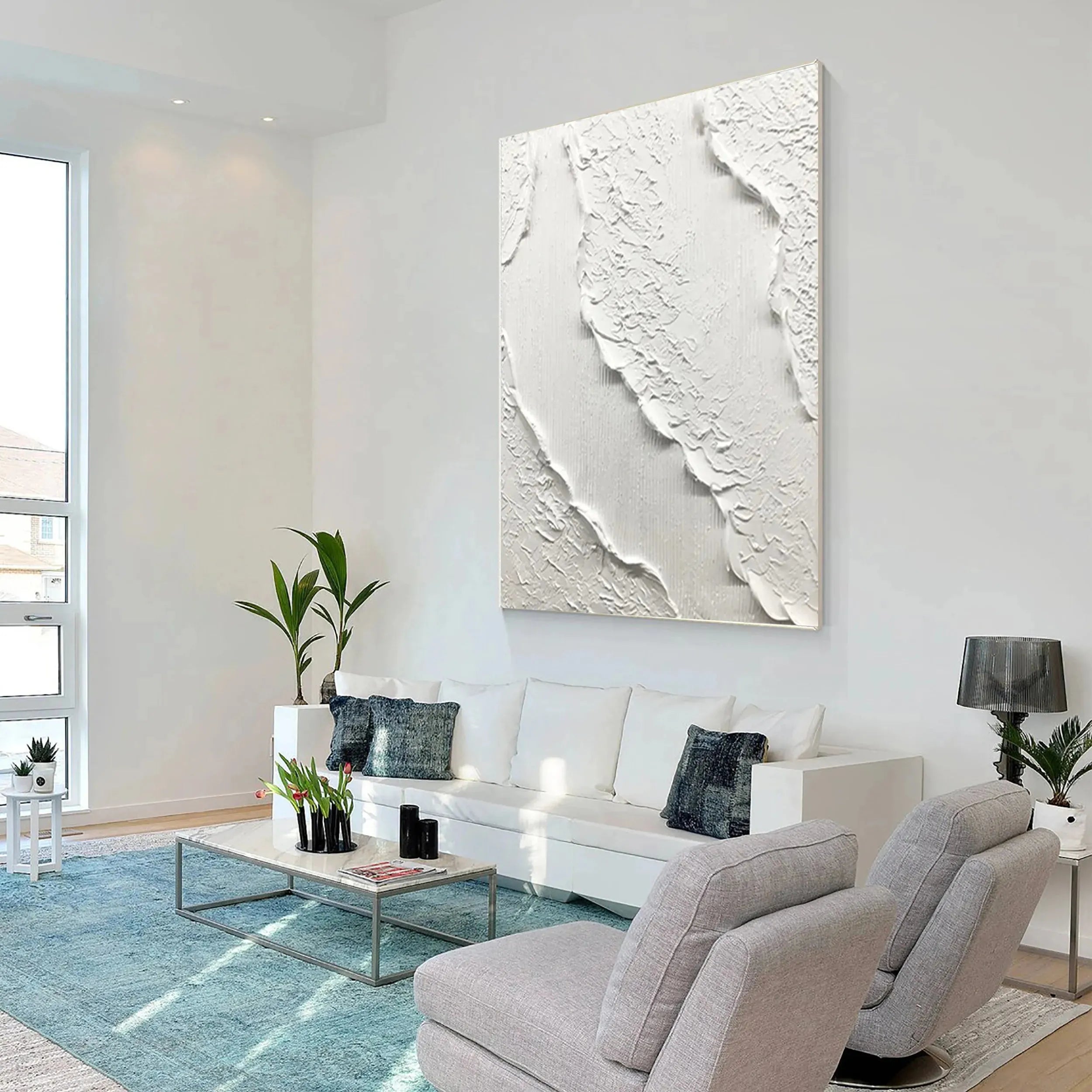 White Minimalist Textured Painting Canvas #MM169