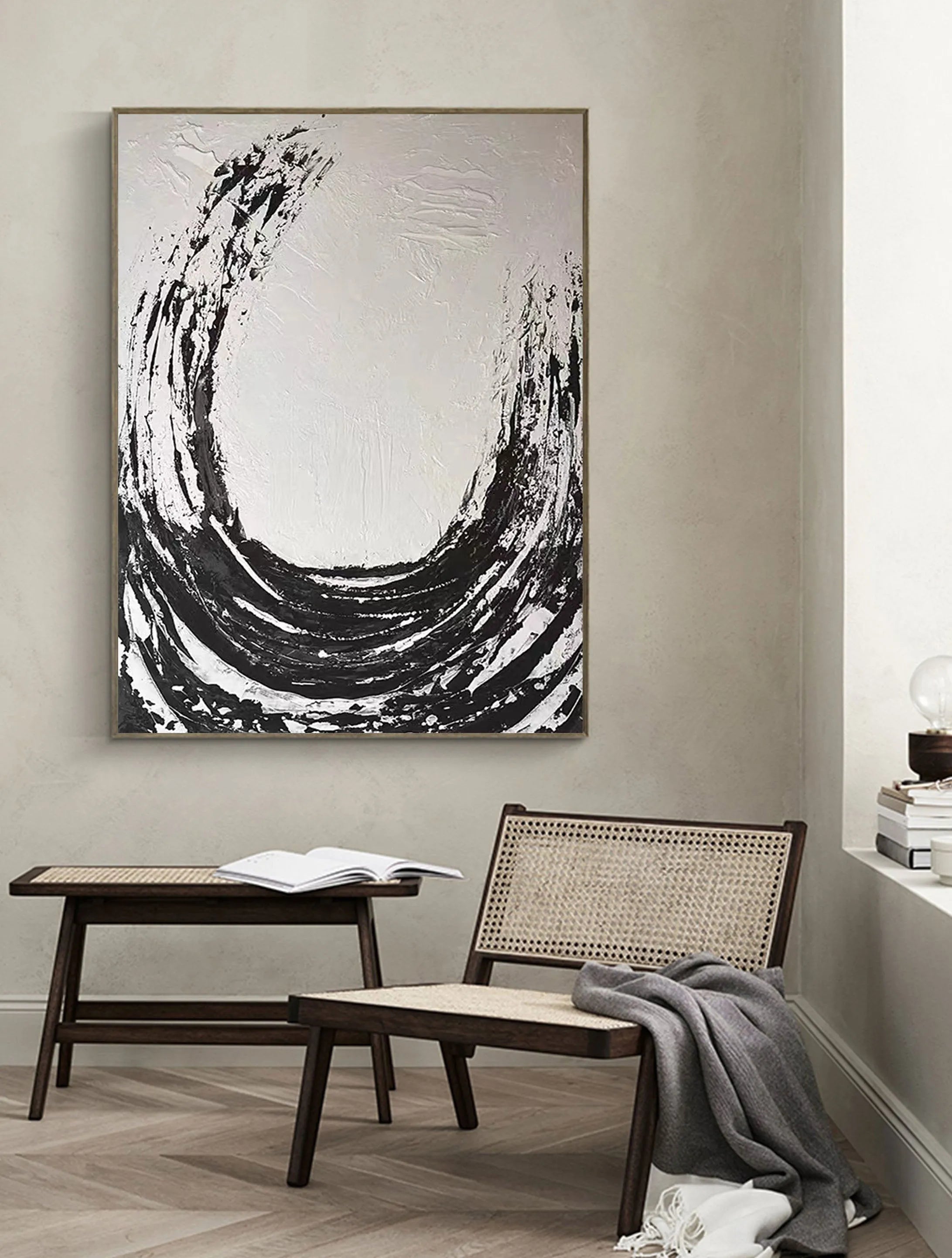 Black White Textured Minimalist Wall Art #MZ047
