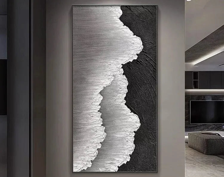 Black White Textured Minimalist Wall Art #MZ032