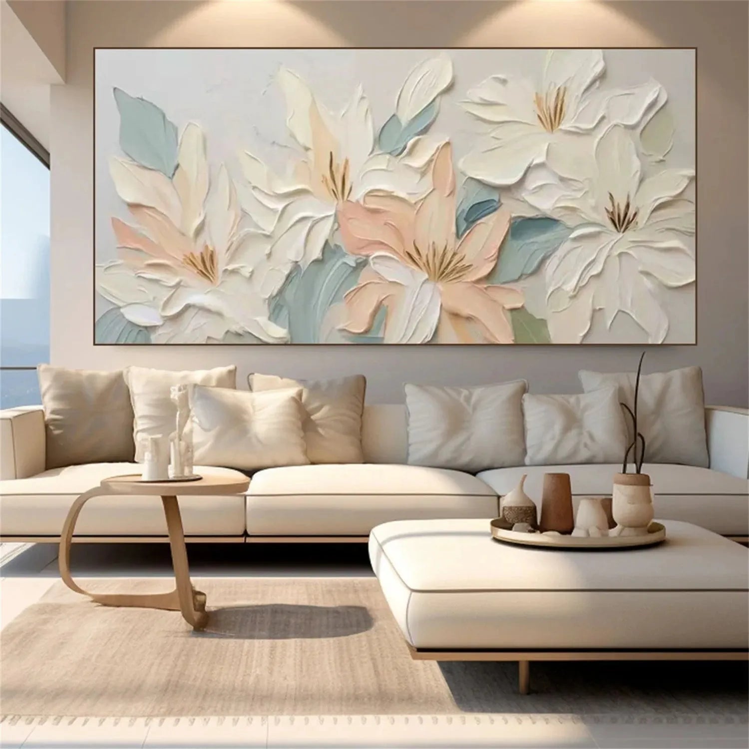 Colorful Flower Textured Painting Canvas #FP033